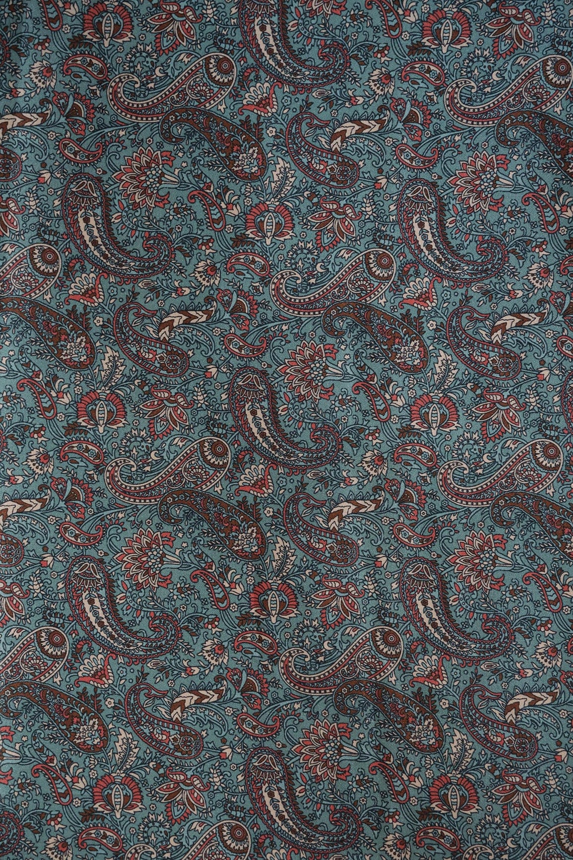 doeraa Prints Red And Teal Paisley Pattern Digital Print On Satin Fabric