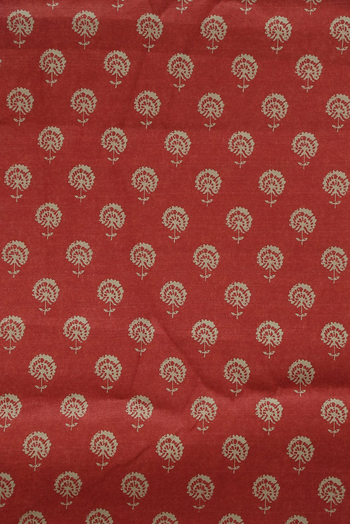 doeraa Prints Red Motif Digital Print on Tussar Satin Fabric