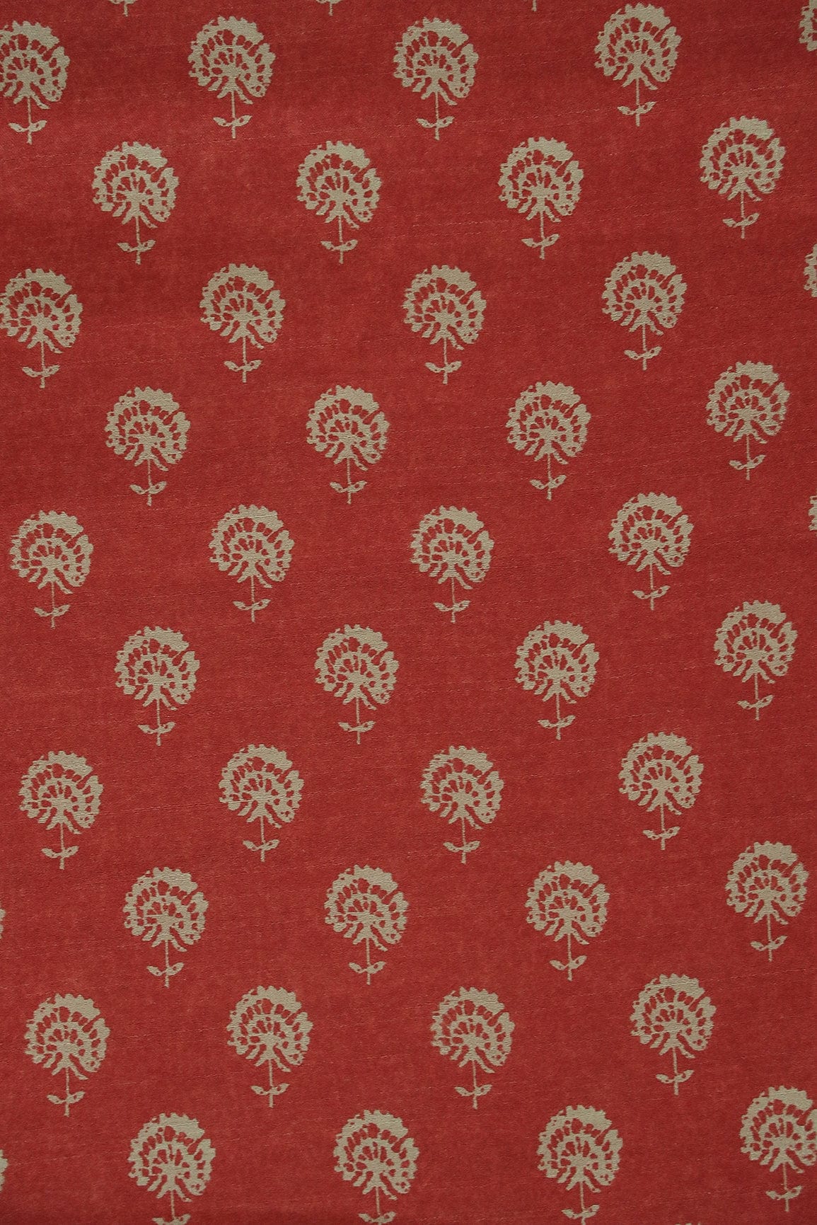doeraa Prints Red Motif Digital Print on Tussar Satin Fabric