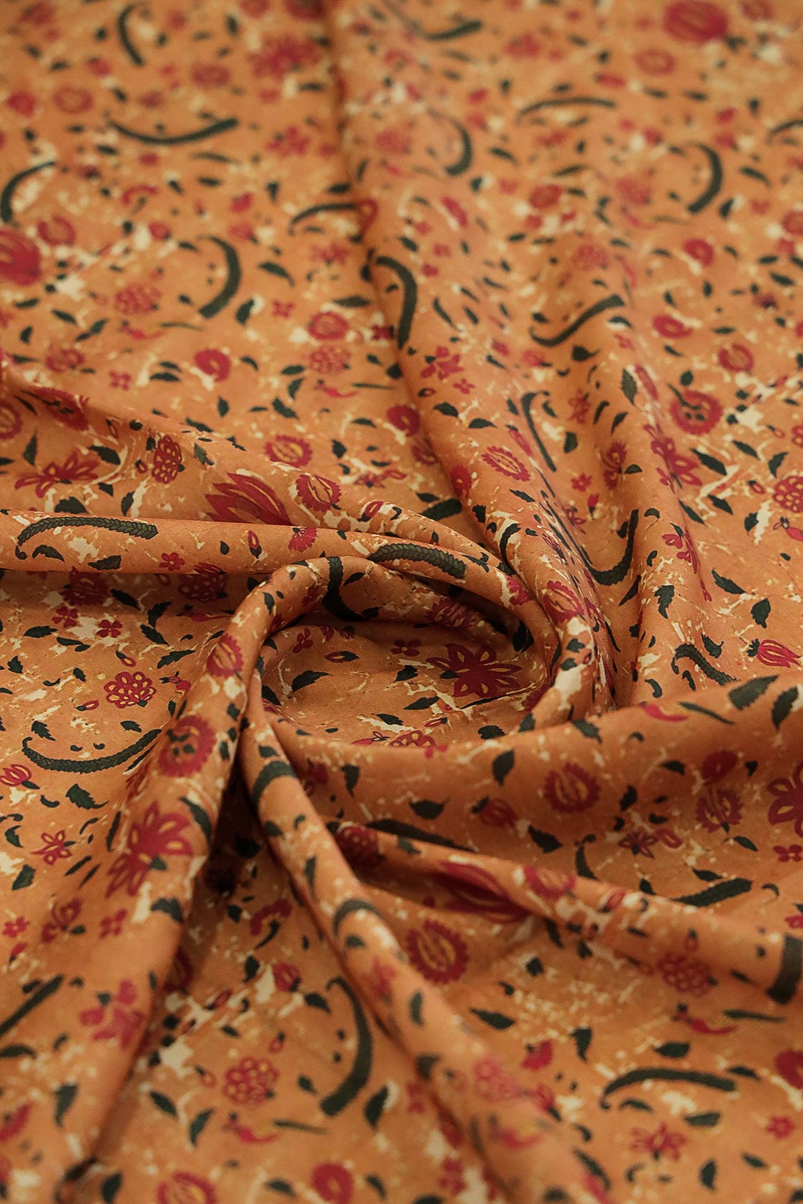 Vibrant Colour Floral Digital Print on Satin Fabric - doeraa