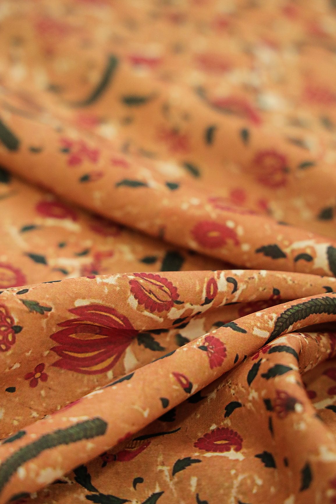 Vibrant Colour Floral Digital Print on Satin Fabric - doeraa