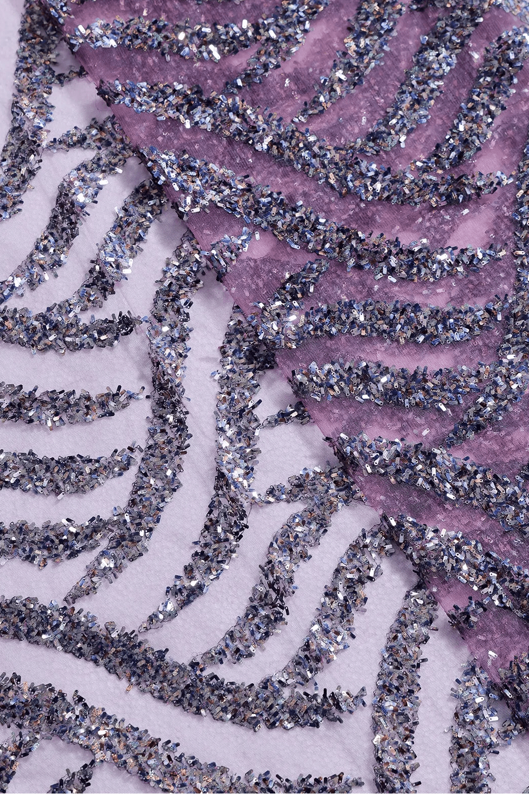 1 Meter Cut Piece Of Oval Sequins Geometric Embroidery Work On Wine Soft Net Fabric - doeraa