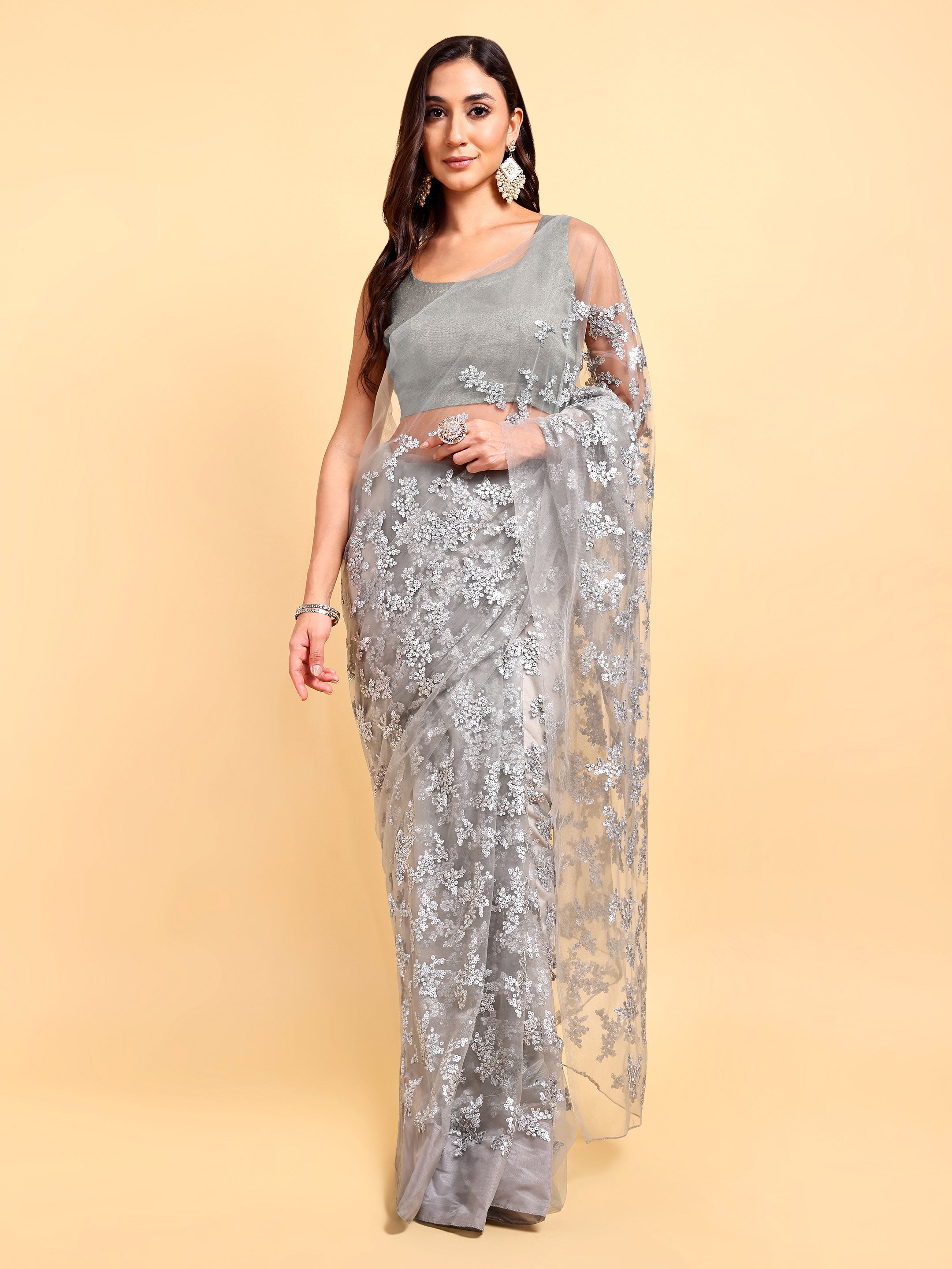 Grey Saree Set (2 Piece)