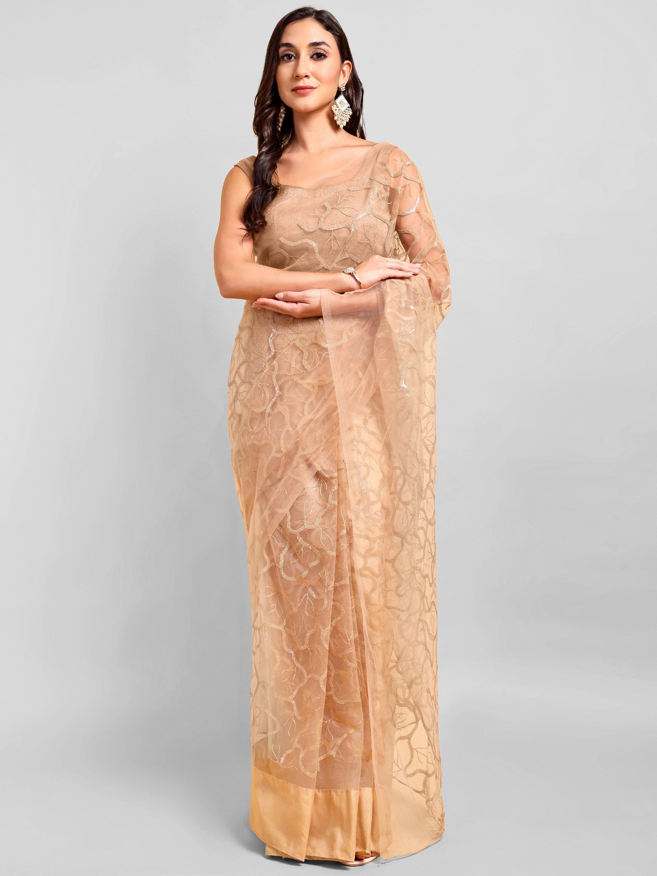 Beige Saree Set (2 Piece)