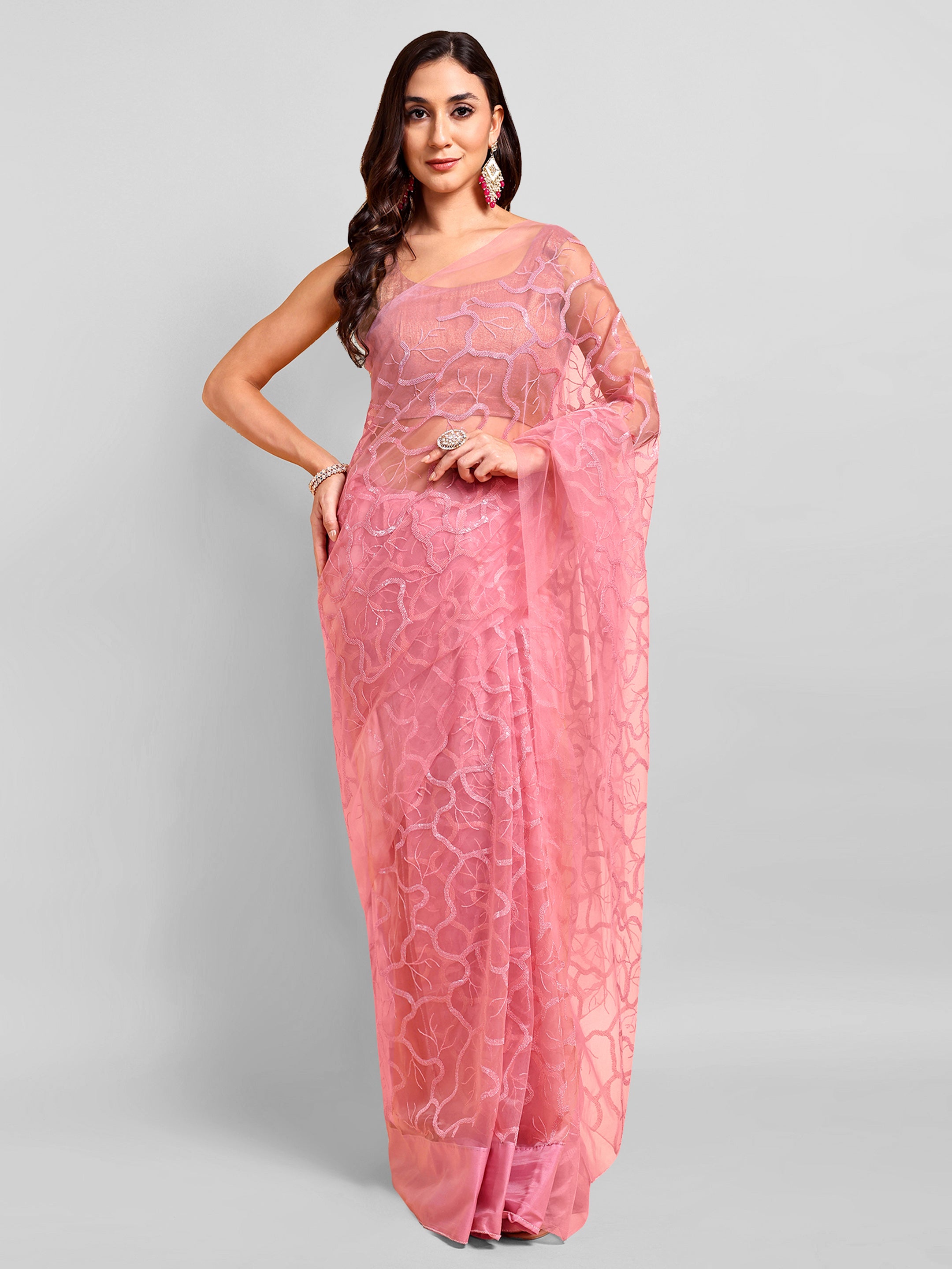 Pink Saree set (2 Piece)