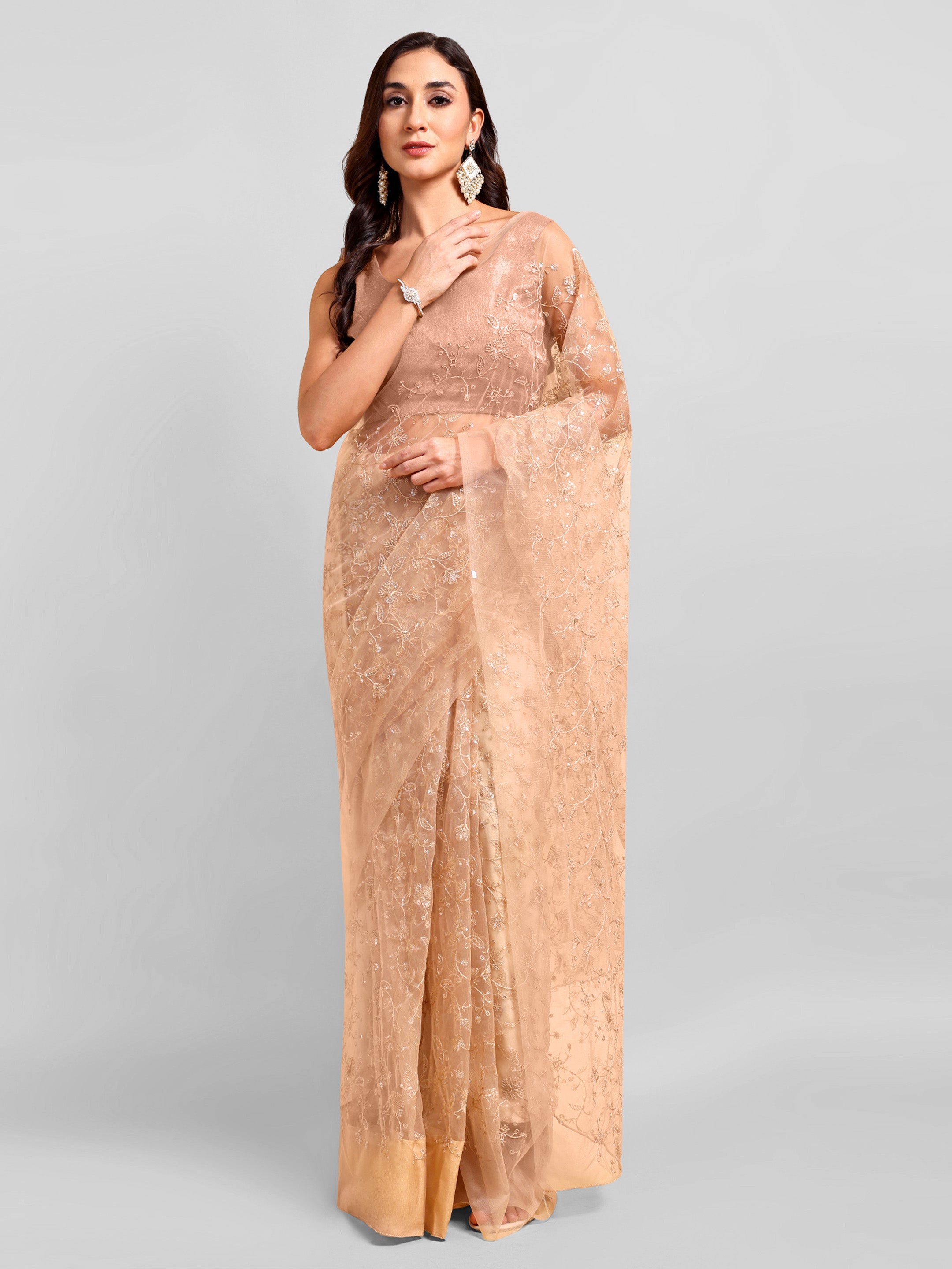 Beige Saree Set (2 Piece)