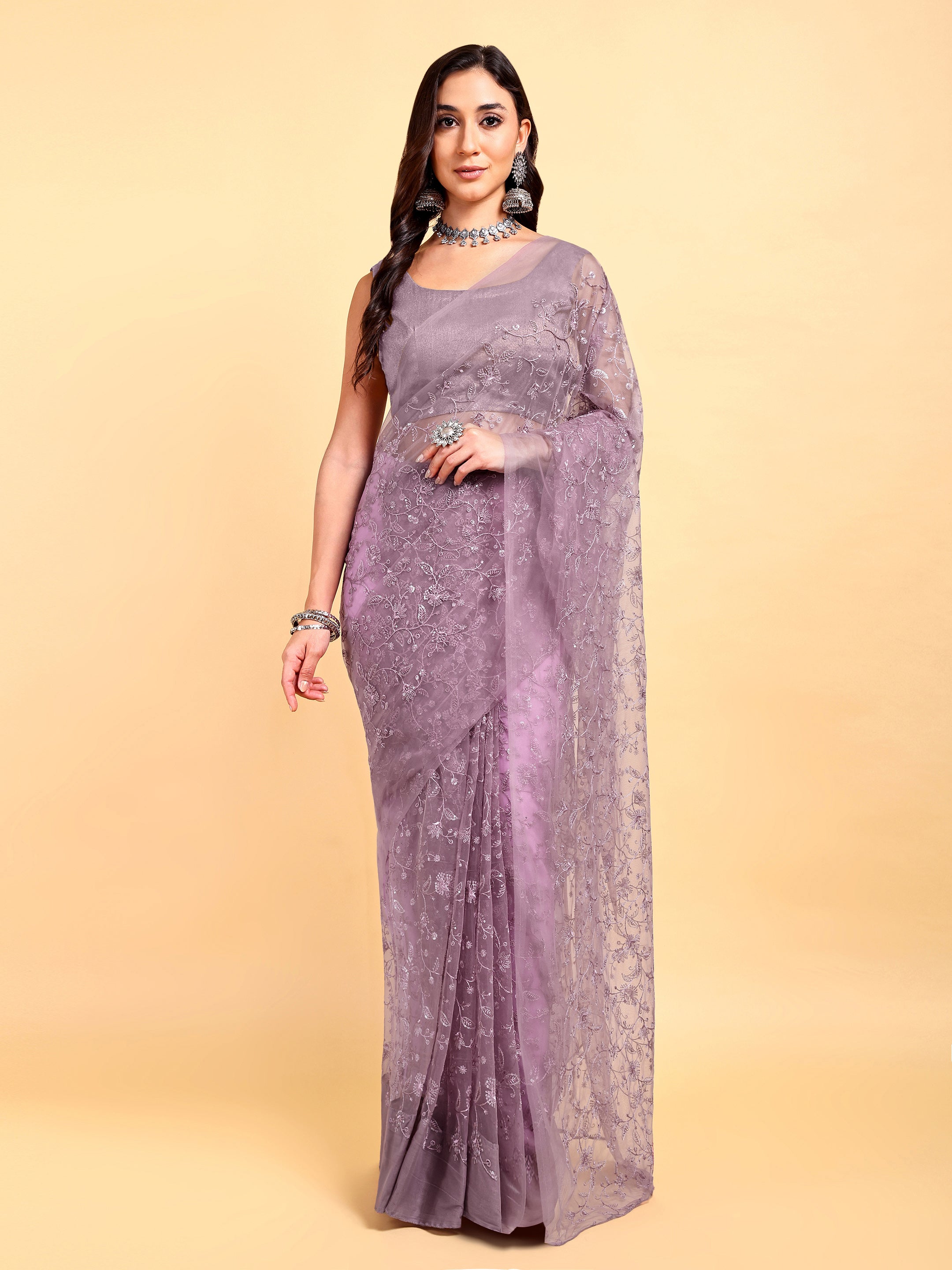 Mauve Saree Set (2 Piece)