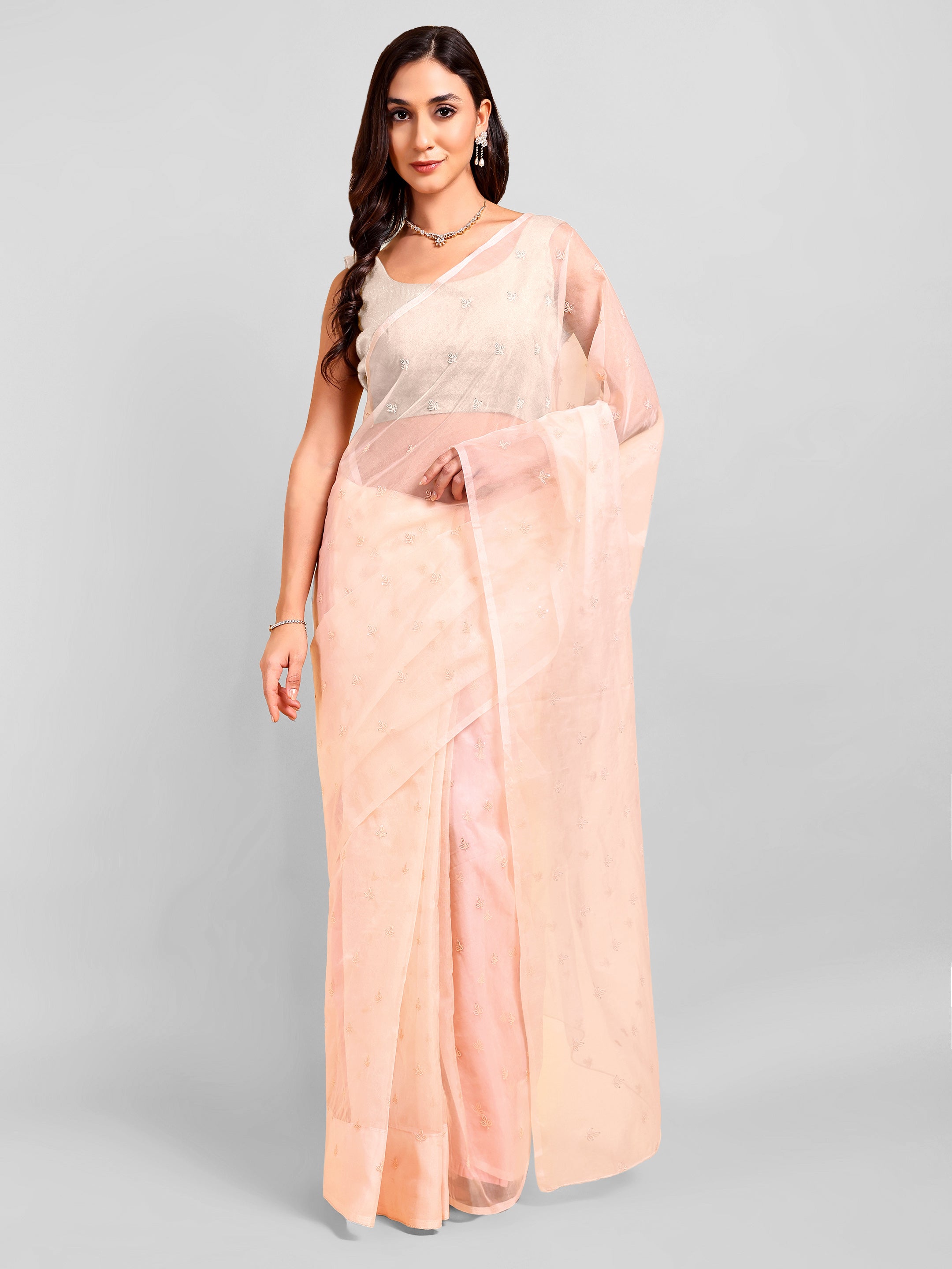 Peach Saree Set (2 Piece)