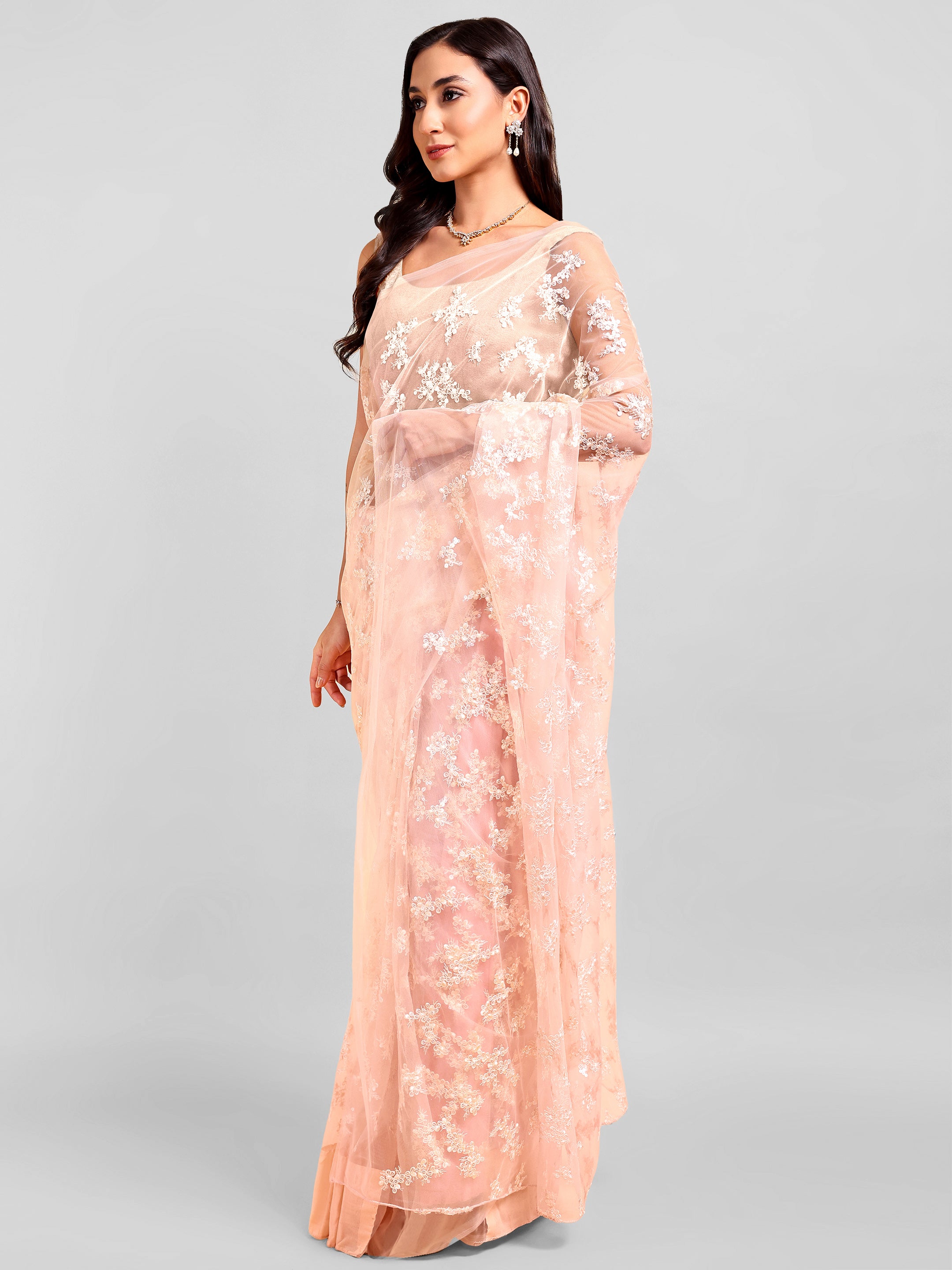 Peach Saree Set (2 Piece)