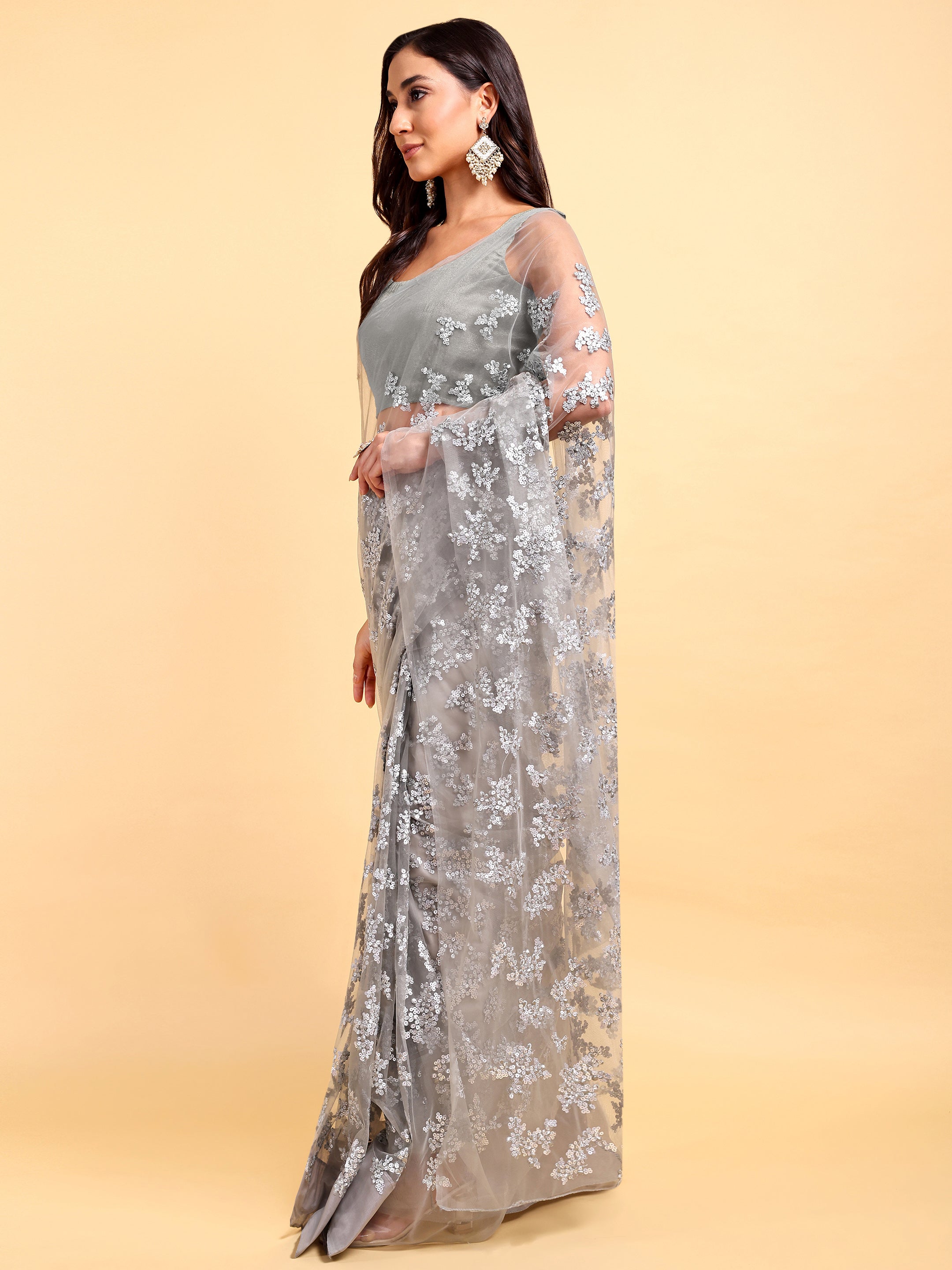 Grey Saree Set (2 Piece)