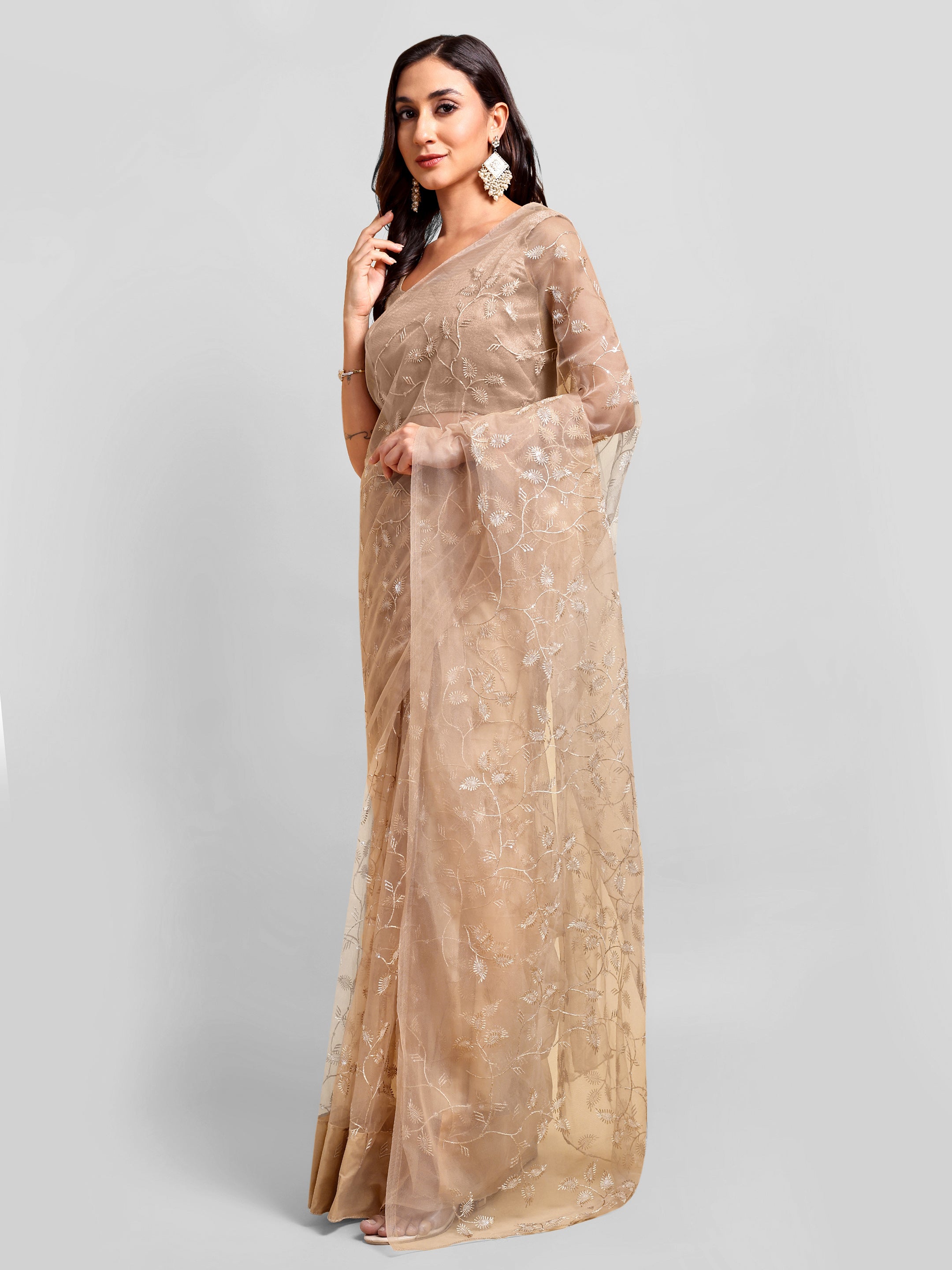 Beige Saree Set (2 Piece)