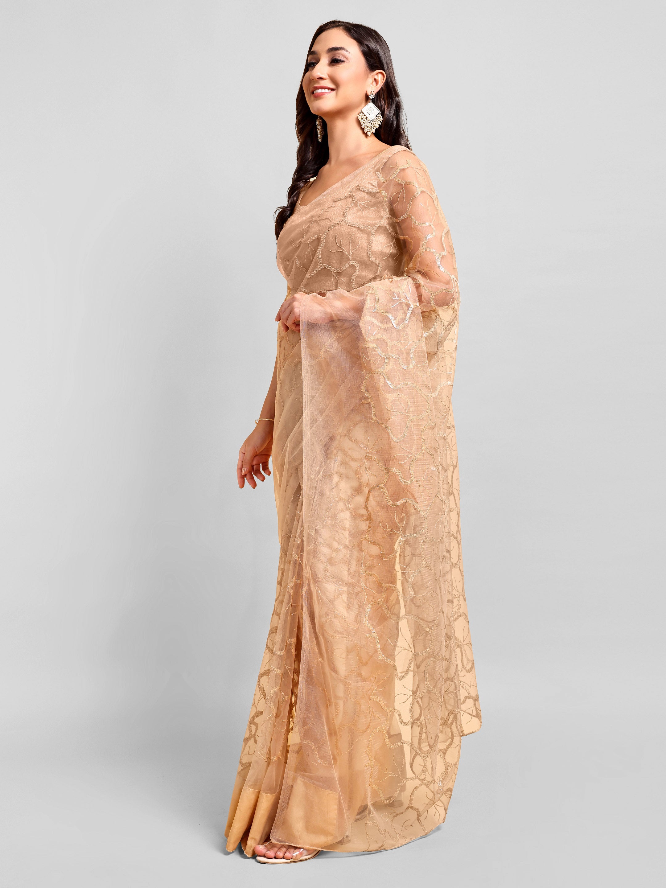 Beige Saree Set (2 Piece)