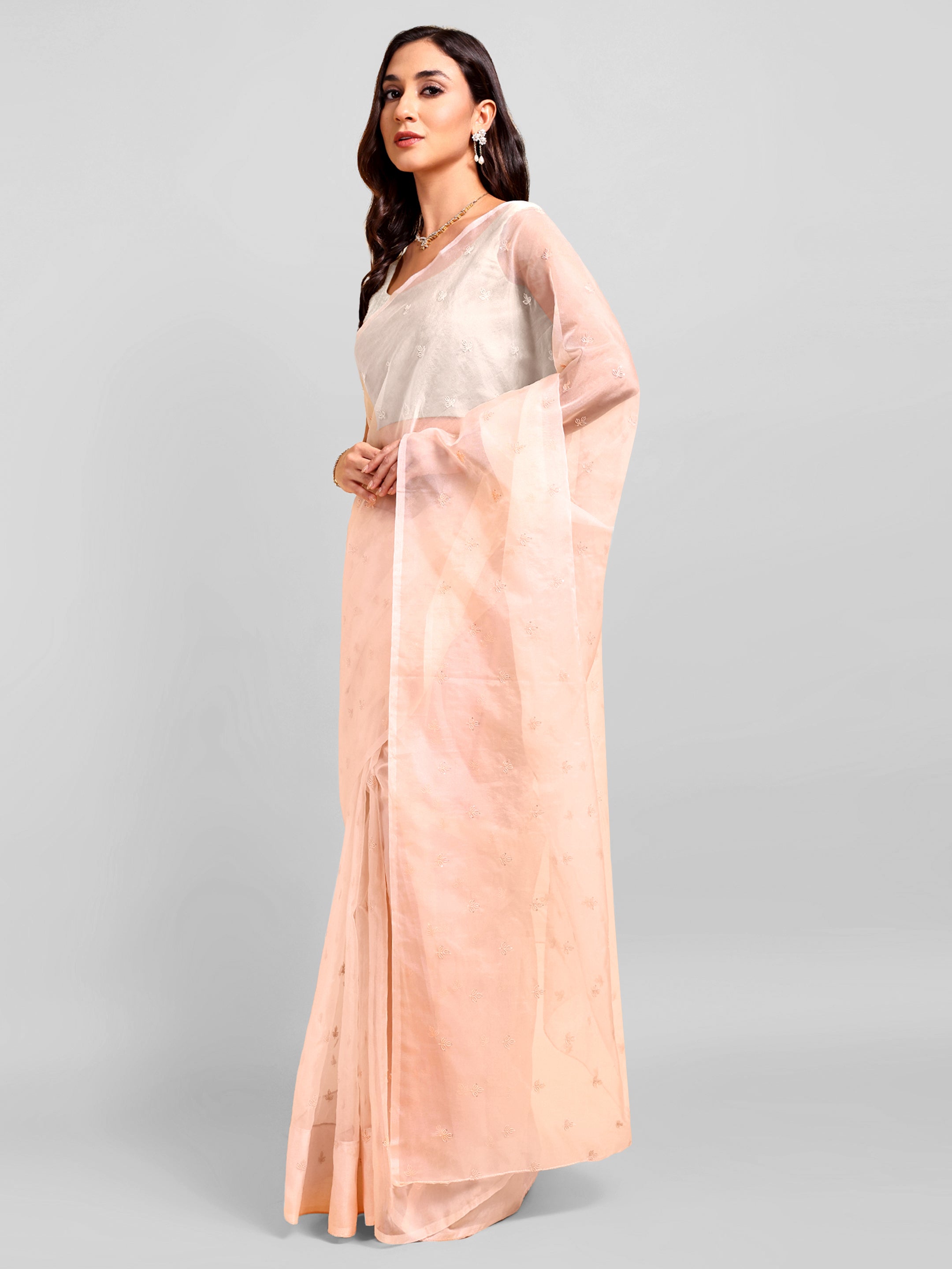 Peach Saree Set (2 Piece)