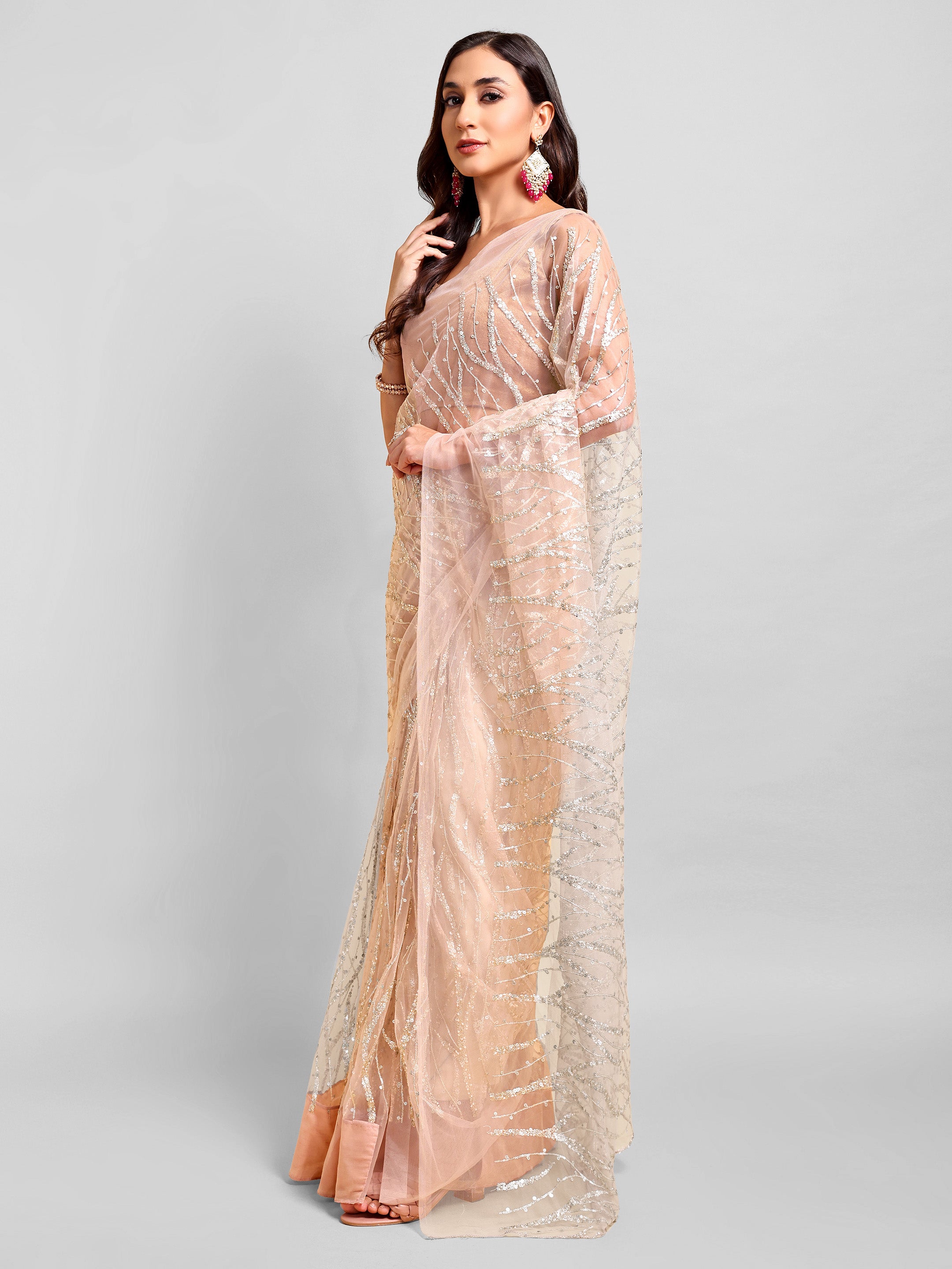 Peach Saree Set (2 Piece)