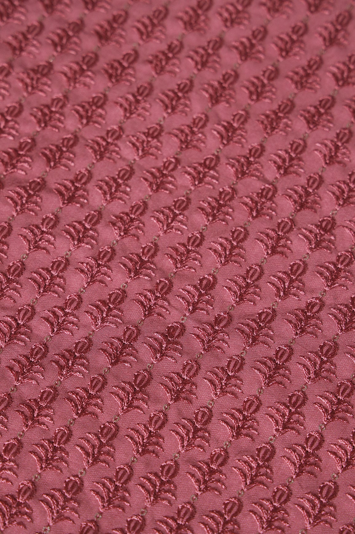 Pink Thread With Sequins Small Floral Motif Embroidery On Dusty Pink Premium Silk Fabric