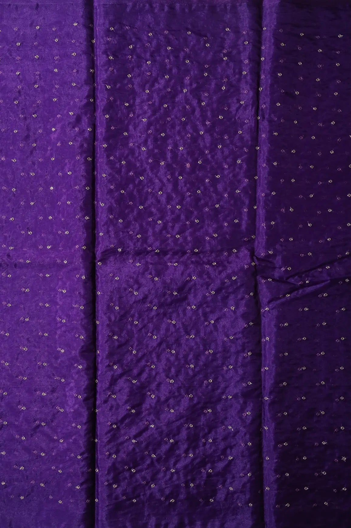 Cut Dana Beads With Zari Small Motif Embroidery On Purple Organza Fabric