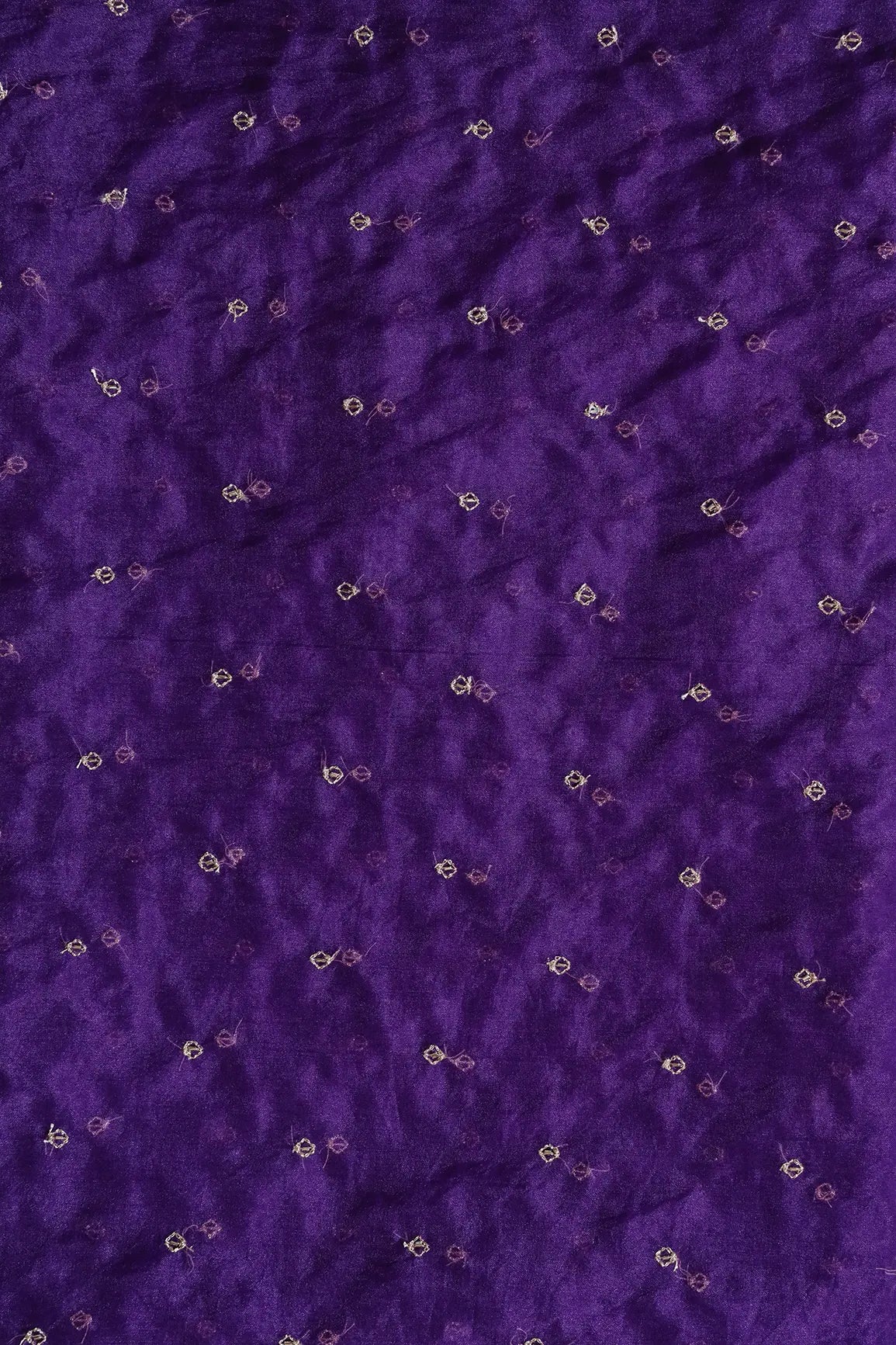 Cut Dana Beads With Zari Small Motif Embroidery On Purple Organza Fabric