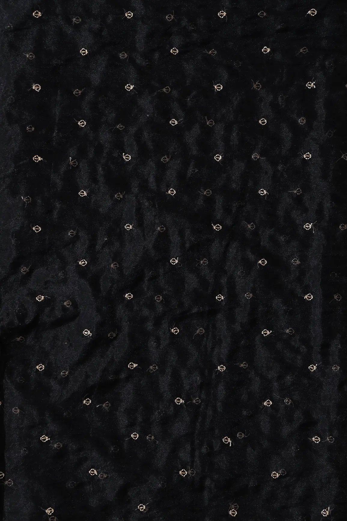 Cut Dana Beads With Zari Small Motif Embroidery On Black Organza Fabric