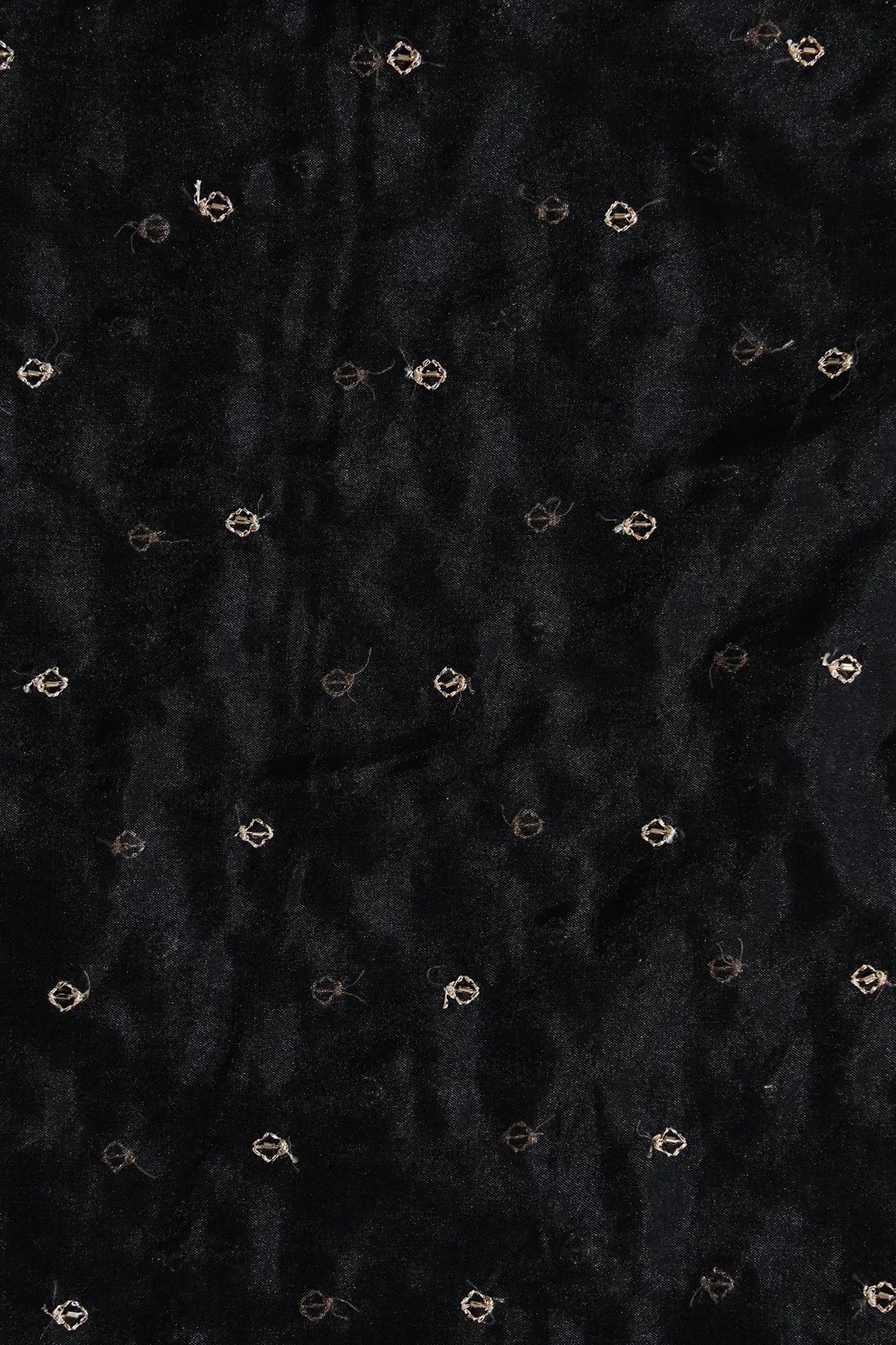 Cut Dana Beads With Zari Small Motif Embroidery On Black Organza Fabric