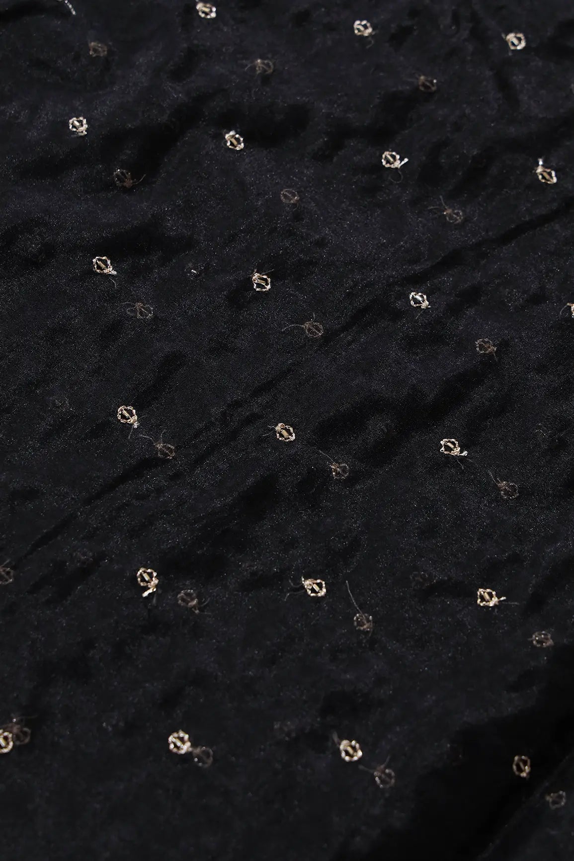 Cut Dana Beads With Zari Small Motif Embroidery On Black Organza Fabric