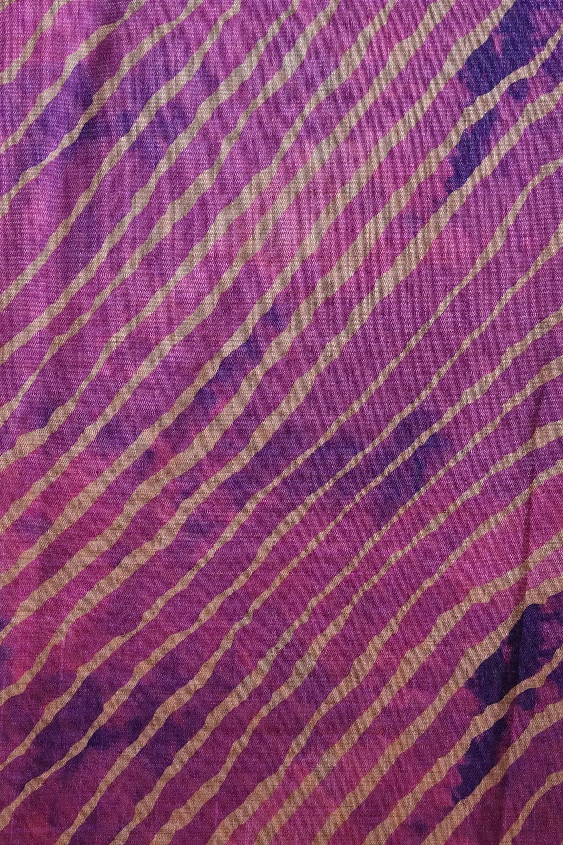 Pink And Purple Stripes Pattern Digital Print On Mulberry Silk Fabric