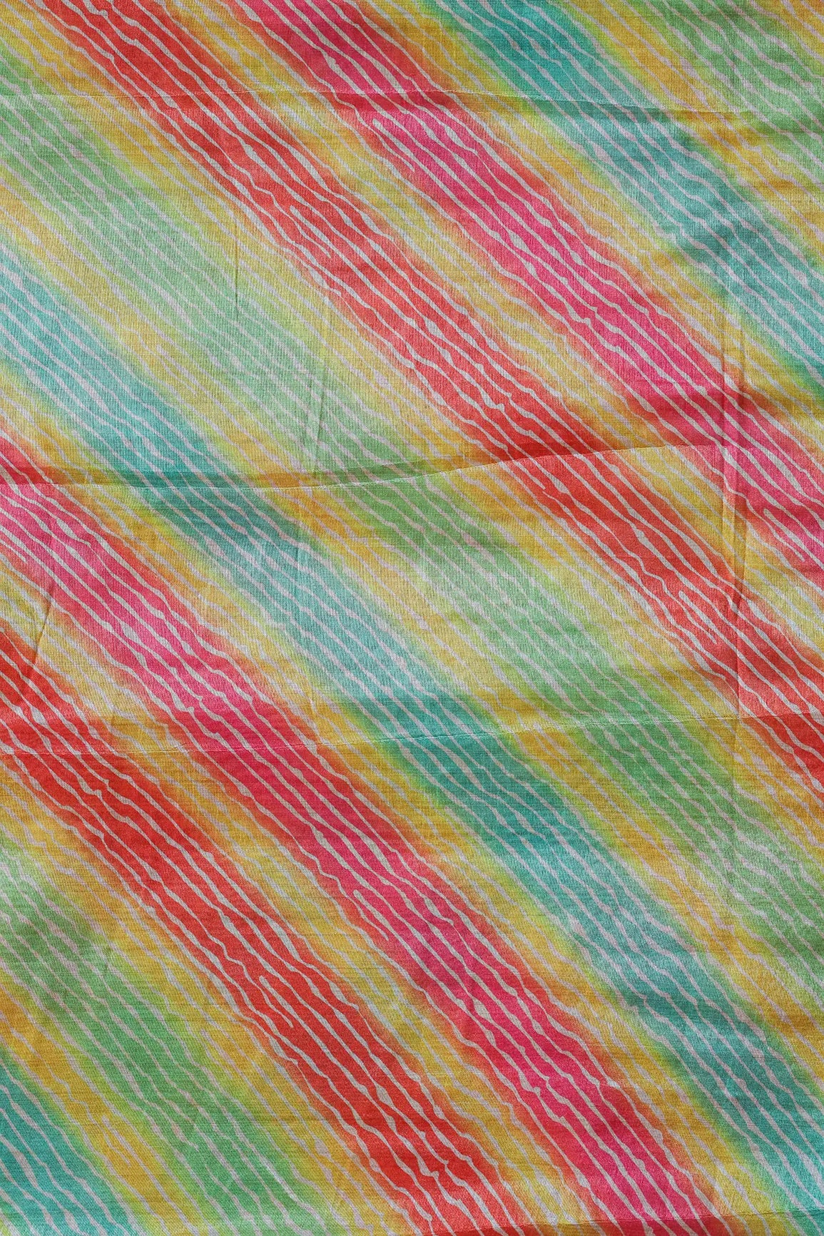 Multi Color Stripes Pattern Digital Print On Mulberry Silk Fabric