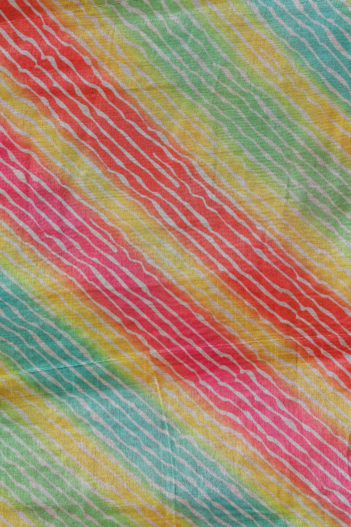 Multi Color Stripes Pattern Digital Print On Mulberry Silk Fabric