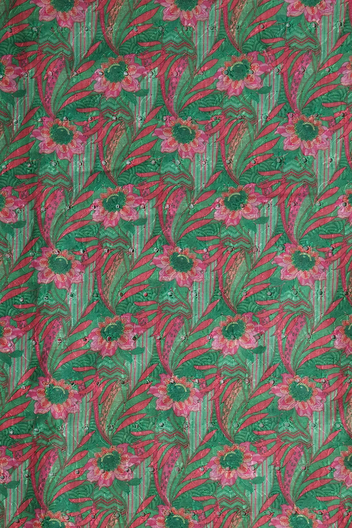 Floral Digital Print On Hakoba Cotton Embroidery Fabric