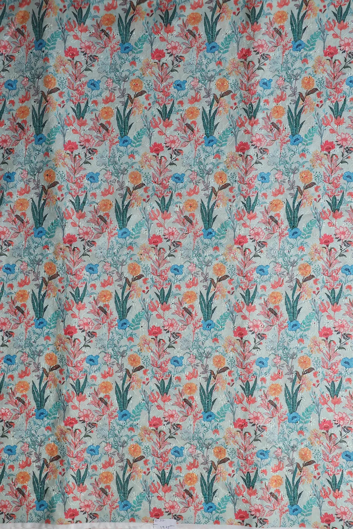 Floral Digital Print On Hakoba Cotton Embroidery Fabric