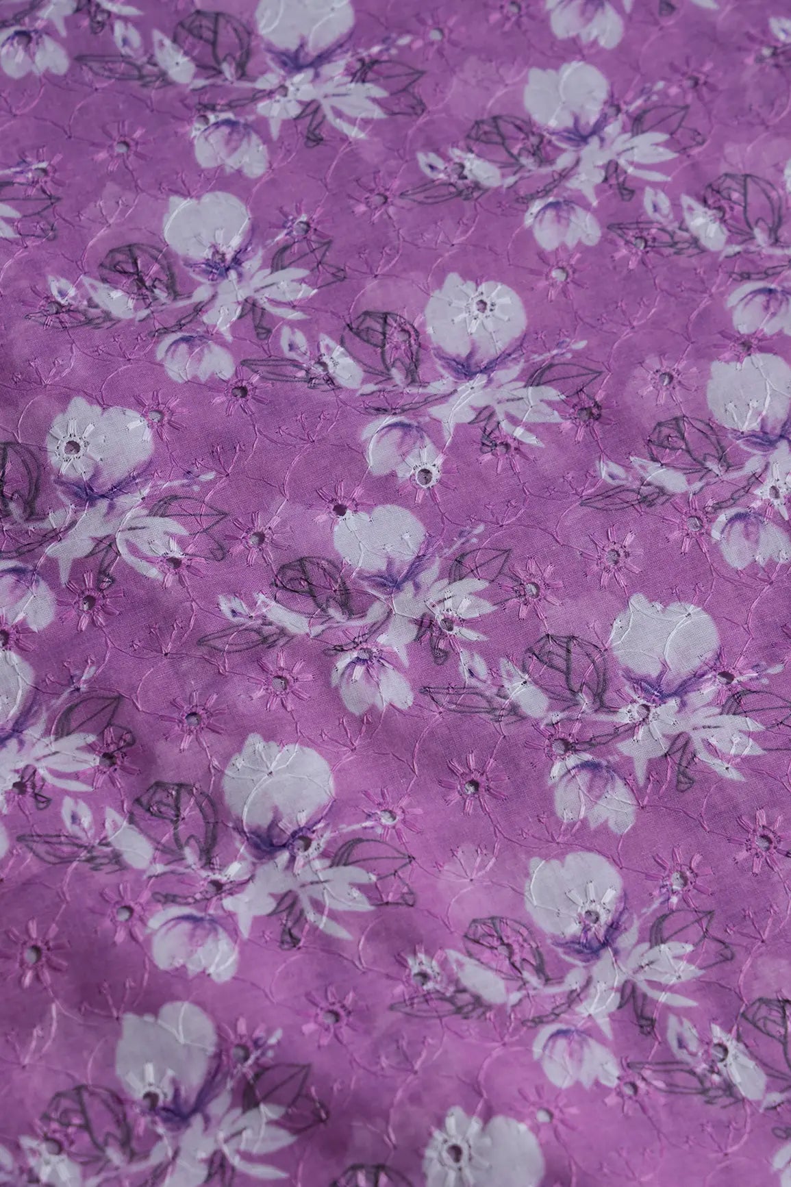 Floral Digital Print On Hakoba Cotton Embroidery Fabric