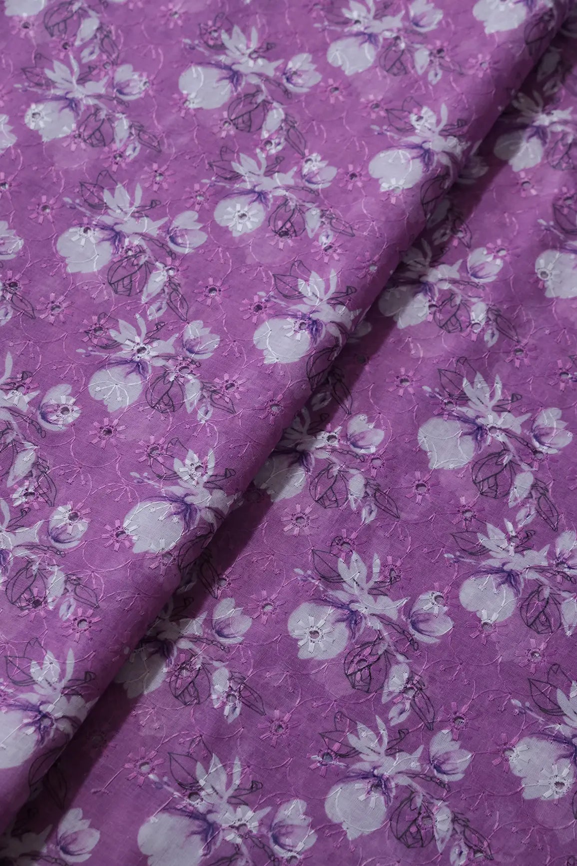 Floral Digital Print On Hakoba Cotton Embroidery Fabric