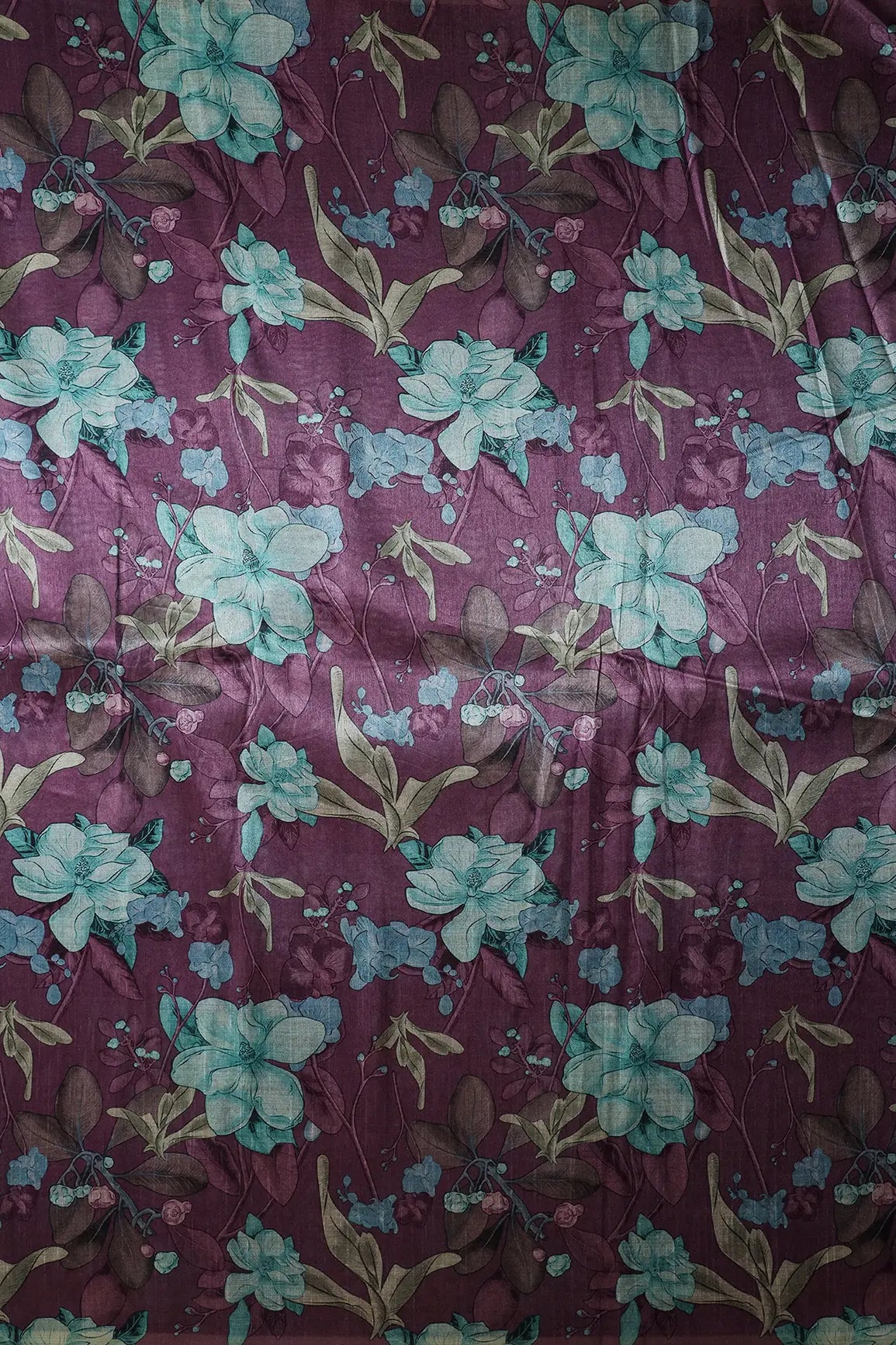 Purple And Multi Color Floral Pattern Digital Print On Mulberry Silk Fabric