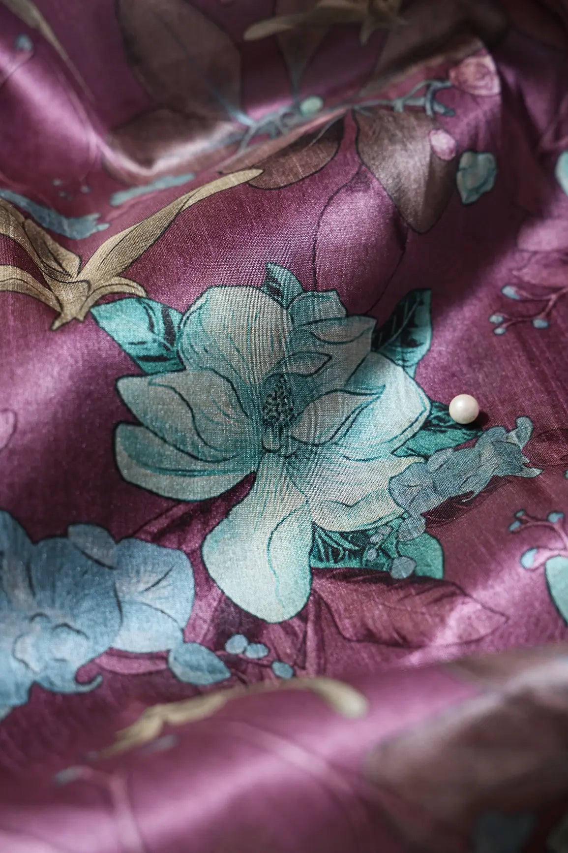 Purple And Multi Color Floral Pattern Digital Print On Mulberry Silk Fabric