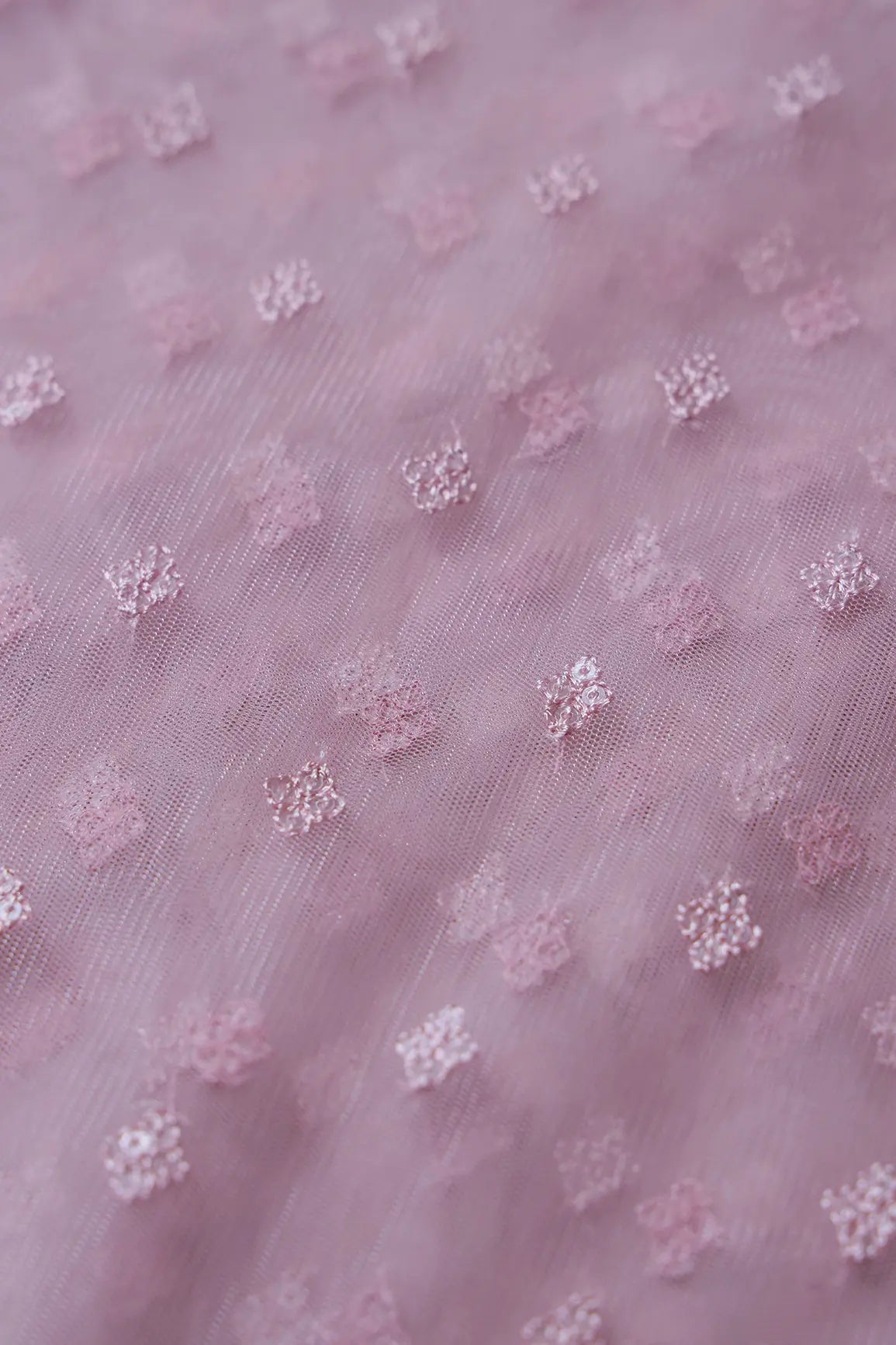 Small Motif Sequins Embroidery Work On Mauve Soft Net Fabric