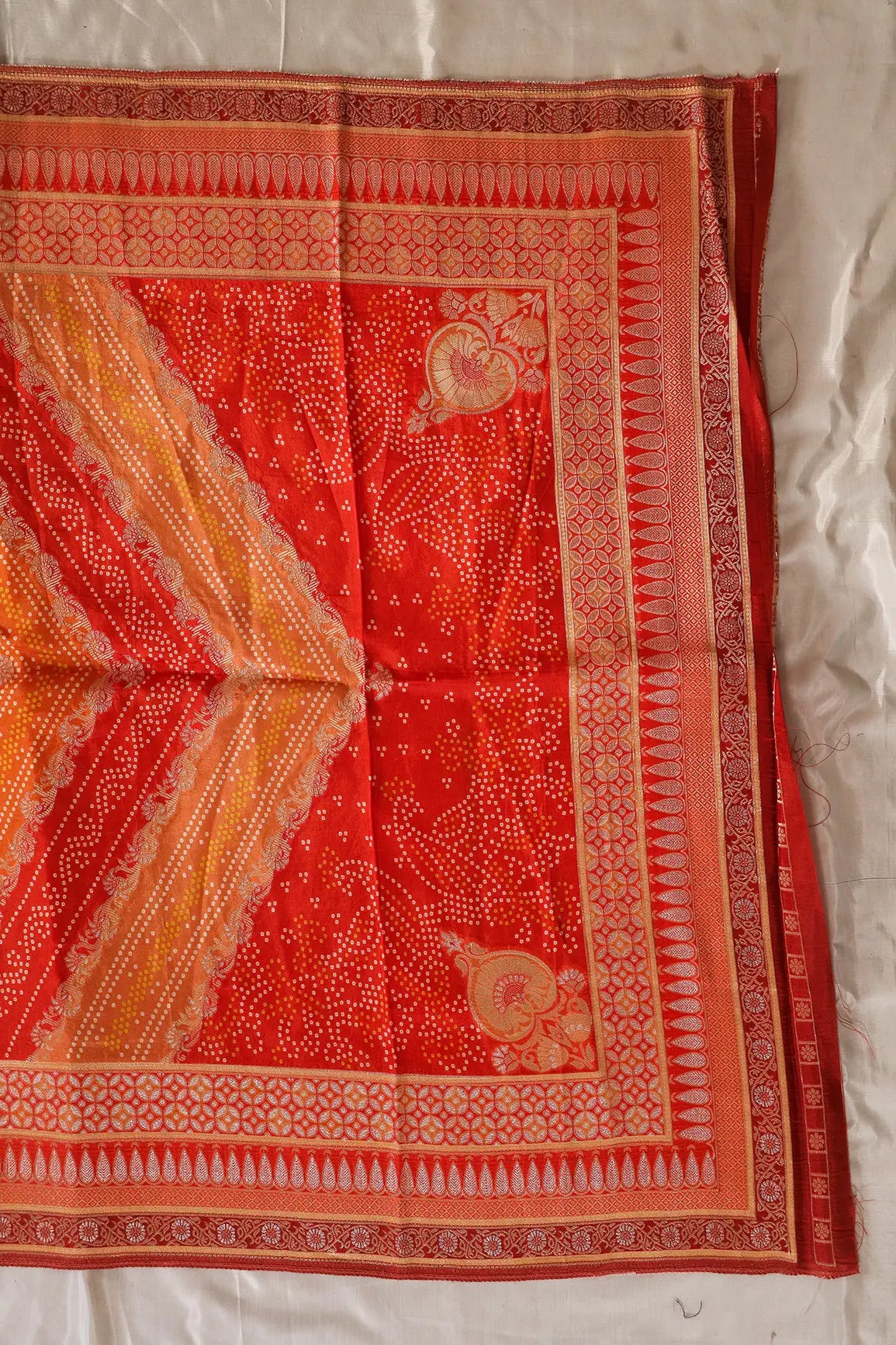 Orange Pure Viscose Dola Silk Jacquard Print Dupatta