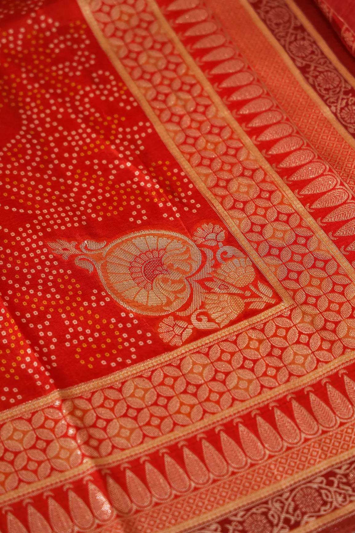 Orange Pure Viscose Dola Silk Jacquard Print Dupatta