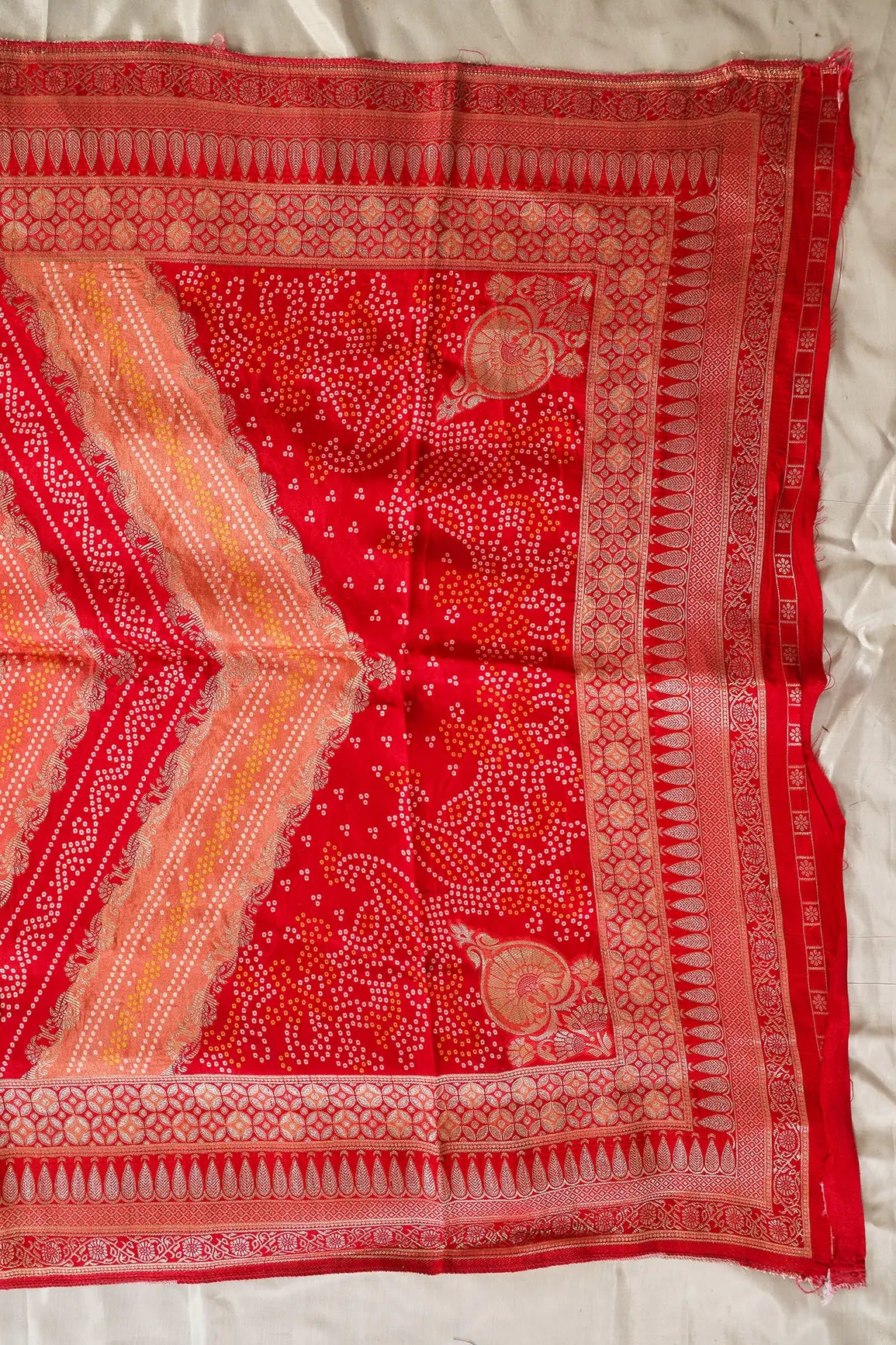 Red Pure Viscose Dola Silk Jacquard Print Dupatta