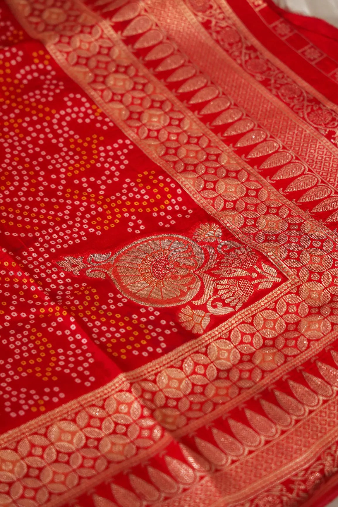 Red Pure Viscose Dola Silk Jacquard Print Dupatta