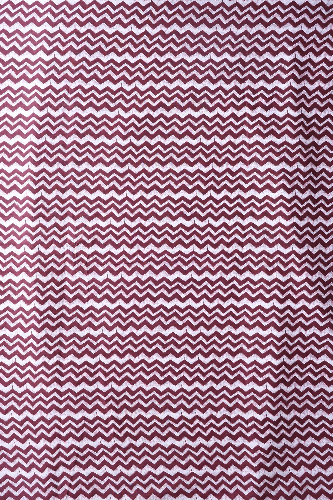 Maroon And Off White Chevron Print On Pure Cotton Fabric