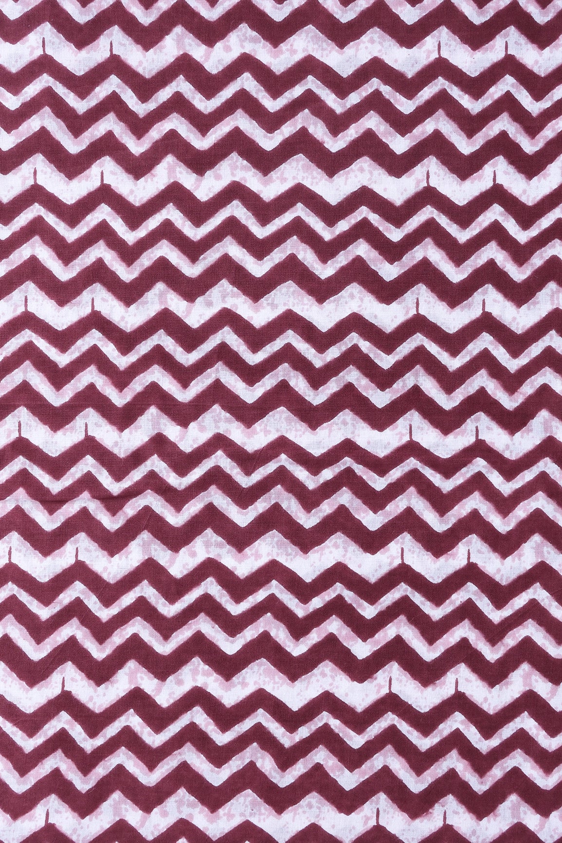 Maroon And Off White Chevron Print On Pure Cotton Fabric