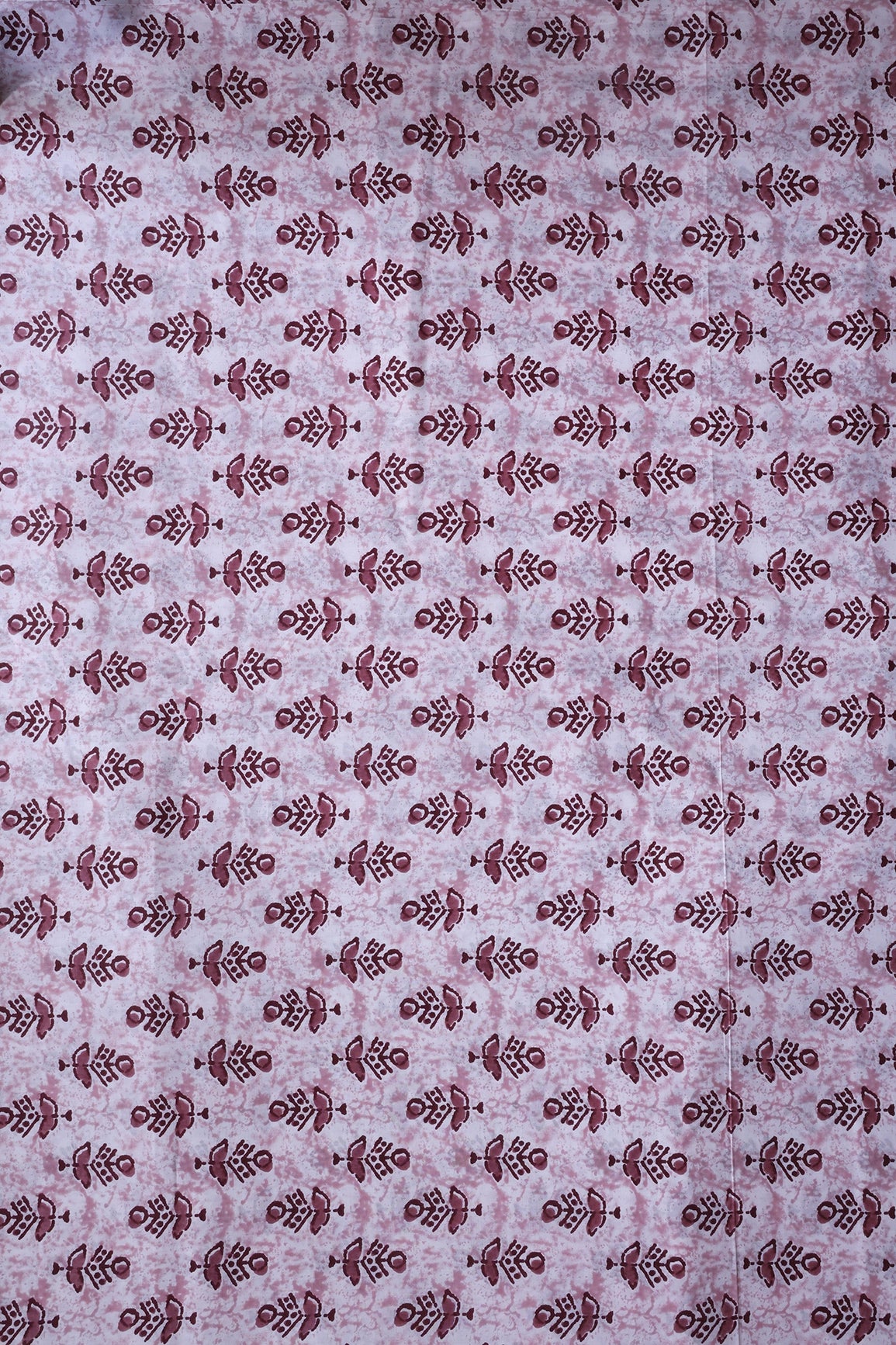 Maroon And Off White Floral Print On Pure Cotton Fabric