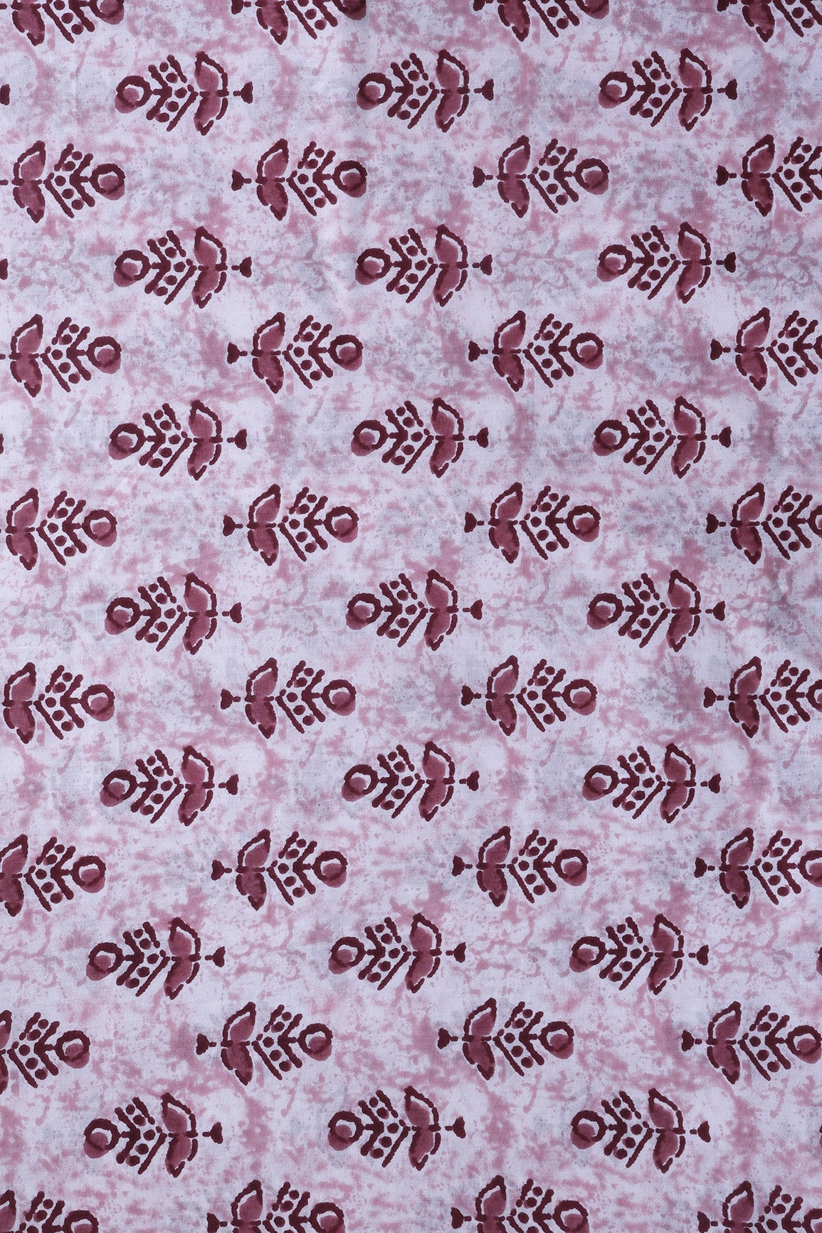Maroon And Off White Floral Print On Pure Cotton Fabric