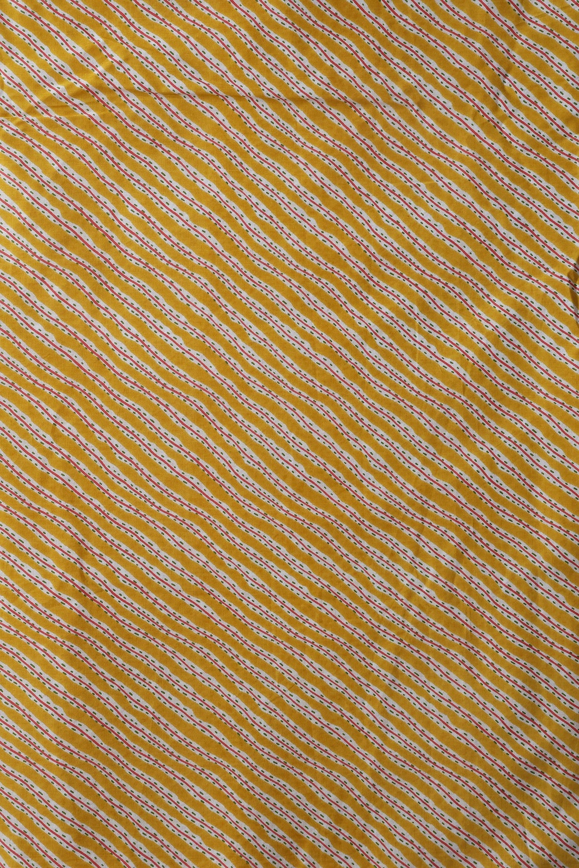 Yellow And White Stripes Print On Pure Cotton Fabric