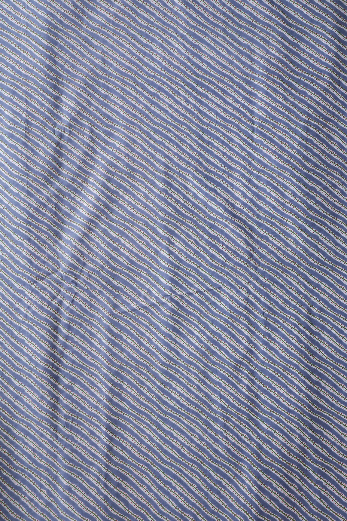 Light Blue And White Stripes Print On Pure Cotton Fabric
