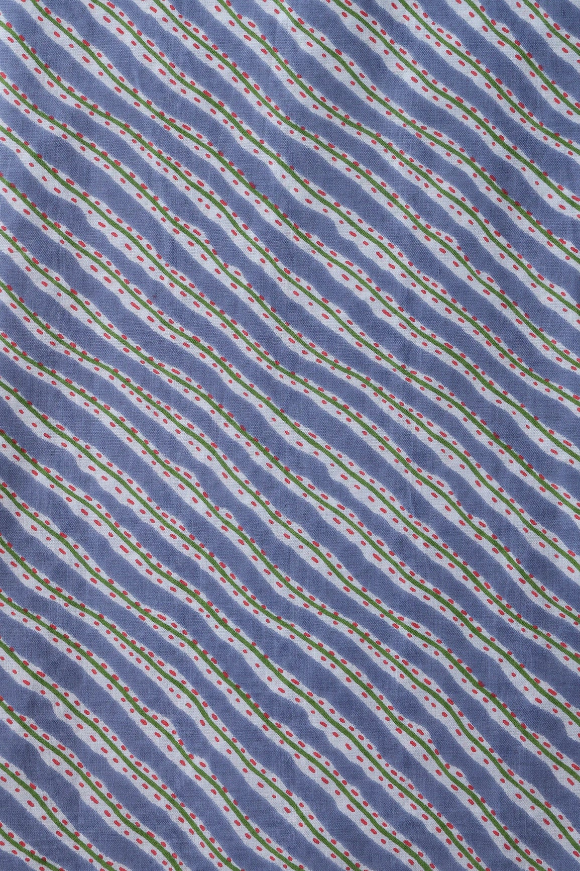 Light Blue And White Stripes Print On Pure Cotton Fabric