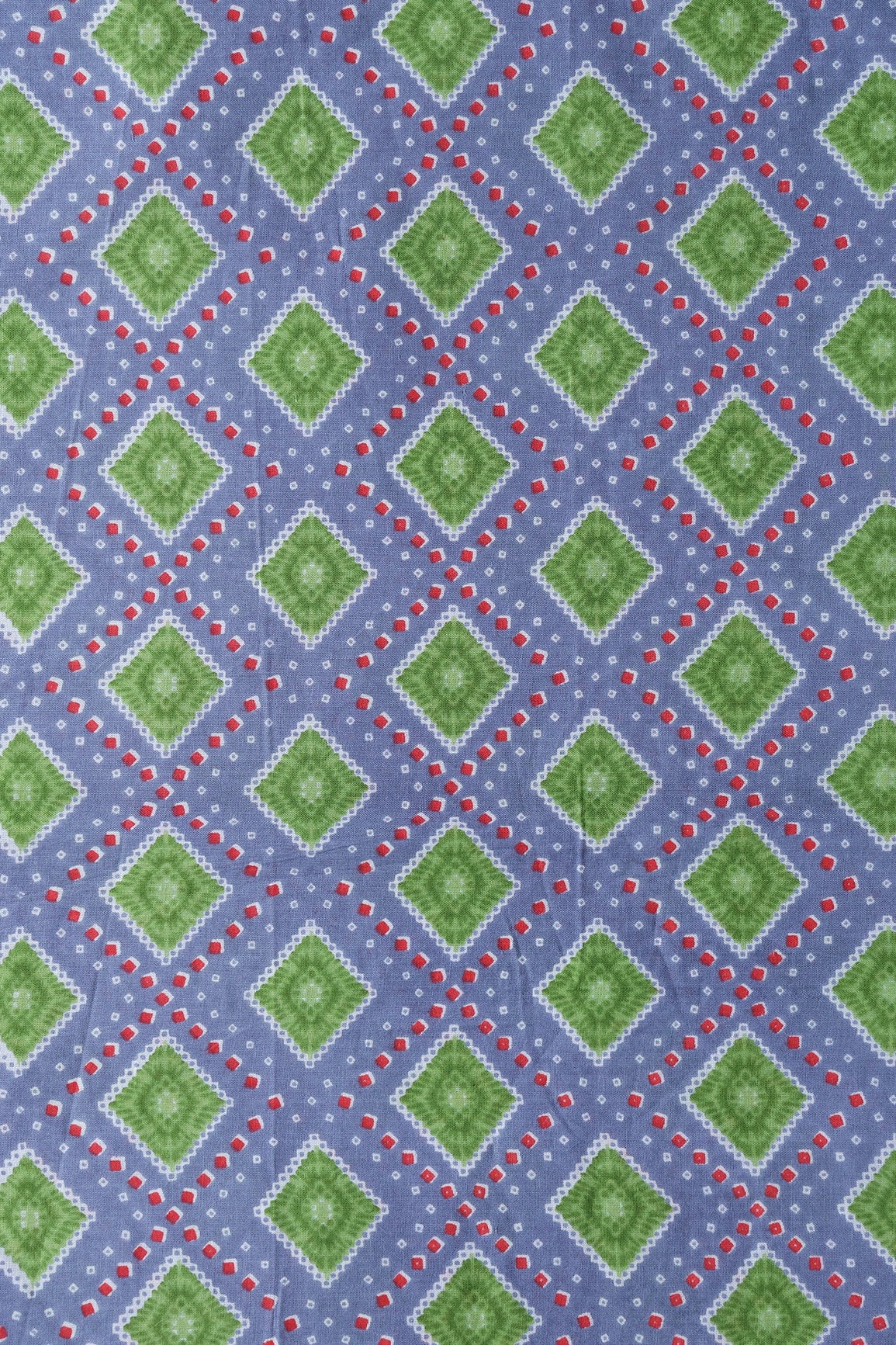 Light Blue And Green Bandhani Print On Pure Cotton Fabric