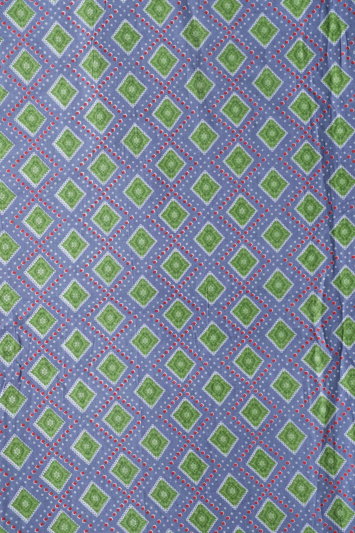 Light Blue And Green Bandhani Print On Pure Cotton Fabric