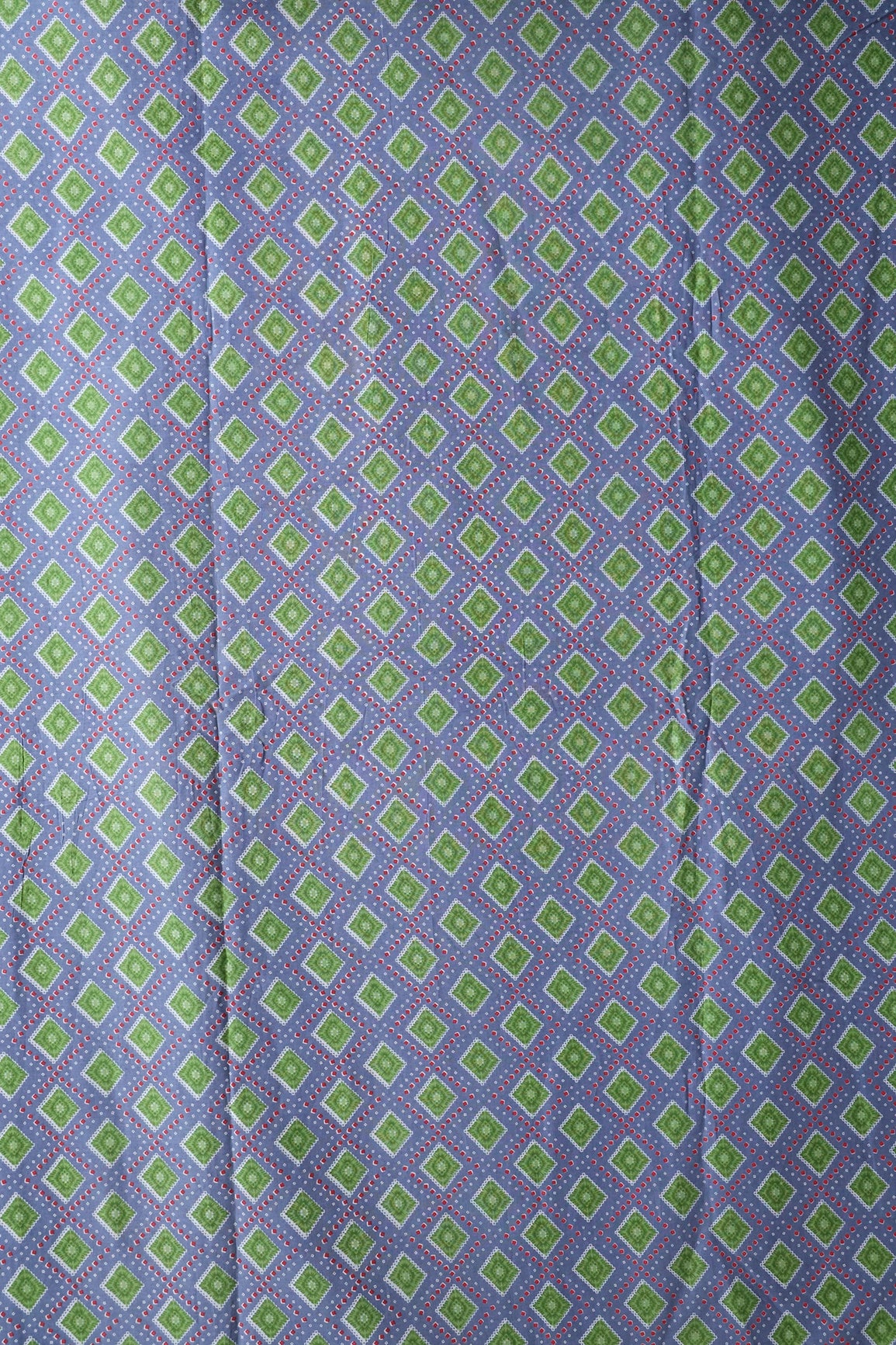 Light Blue And Green Bandhani Print On Pure Cotton Fabric