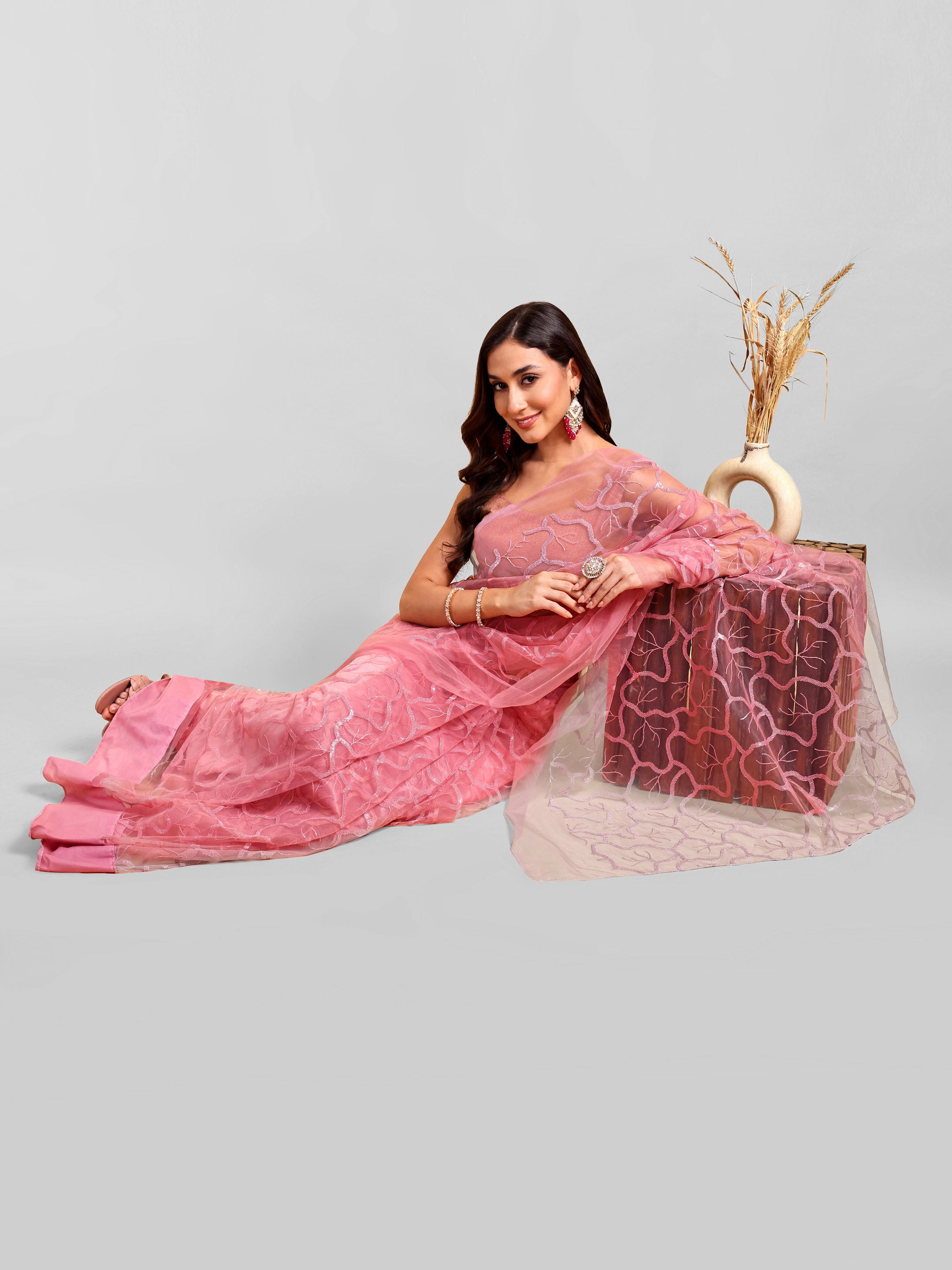 Pink Saree set (2 Piece)