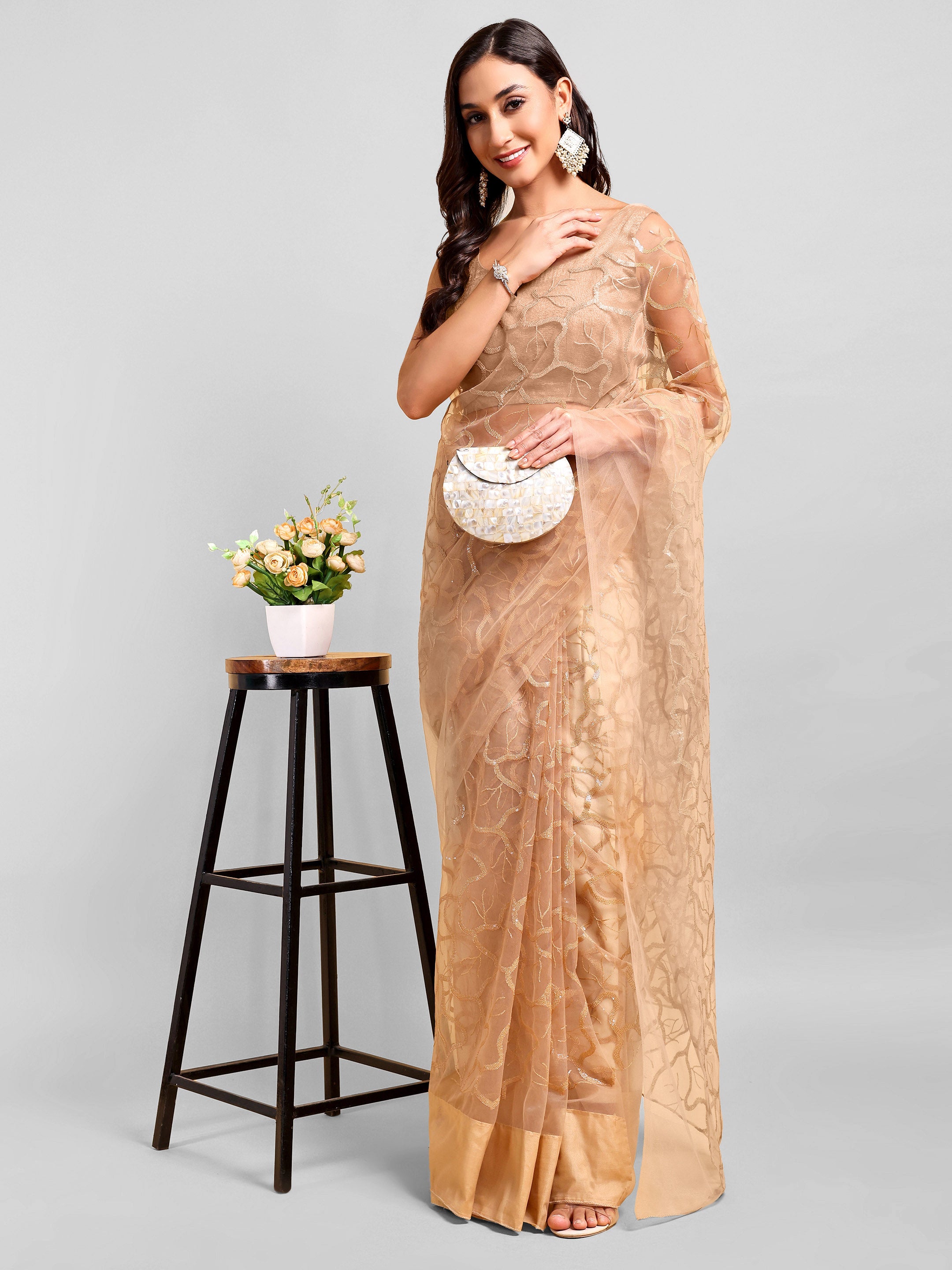 Beige Saree Set (2 Piece)